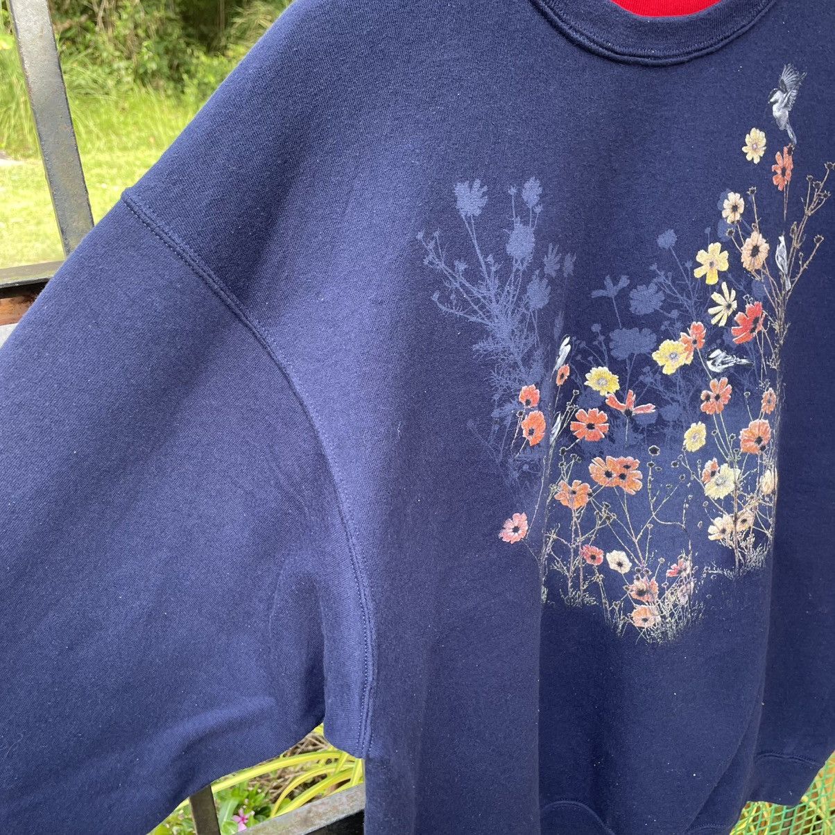 Other 🔥Vintage 90s Flower Cardinals Bird Sweatshirts Size US L / EU 52-54 / 3 - 7 Thumbnail