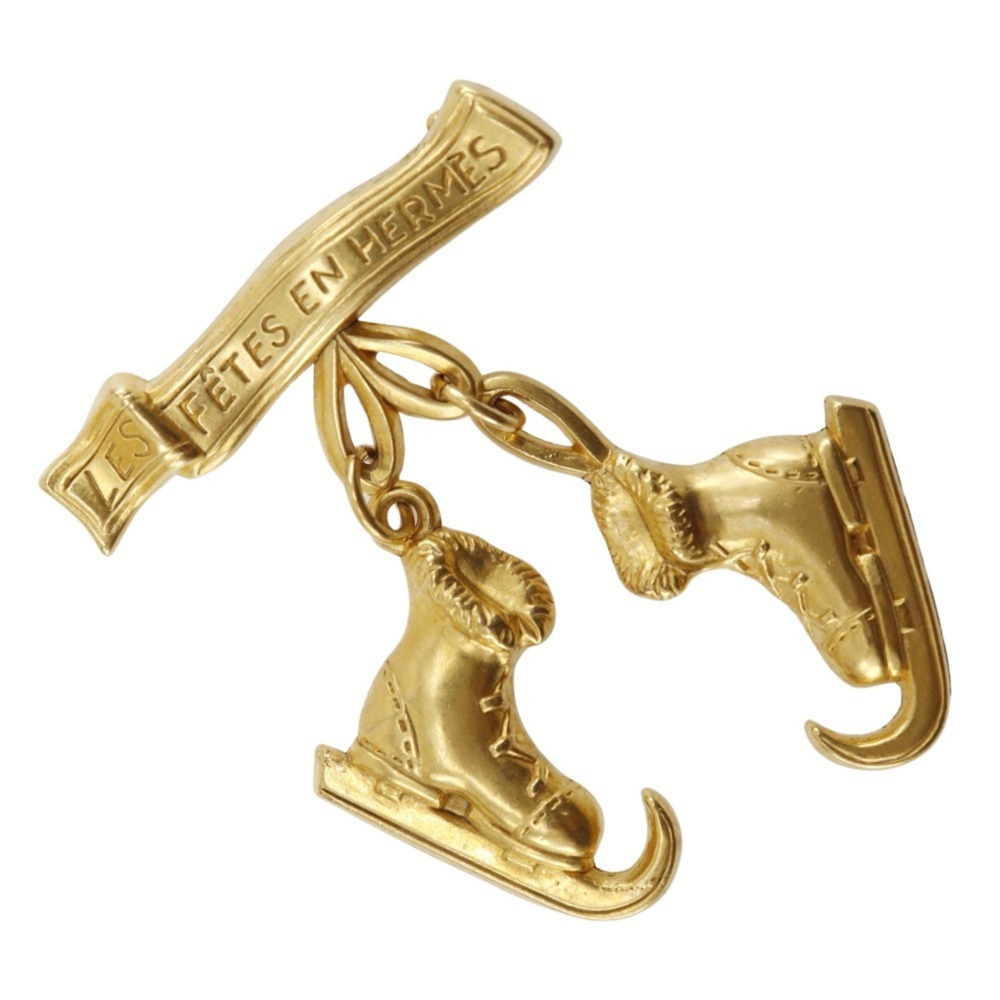 image of Hermes Brooch Gold Plated Approx. 13.4G Women's