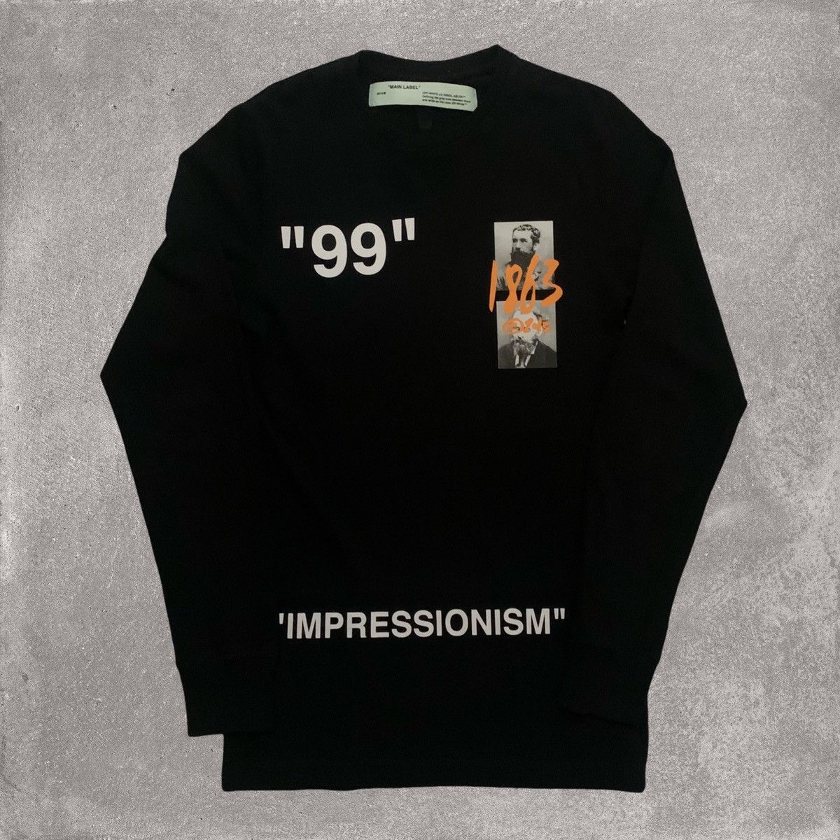 Off White XXS Summer Impressionism Black Long Sleeve Tee