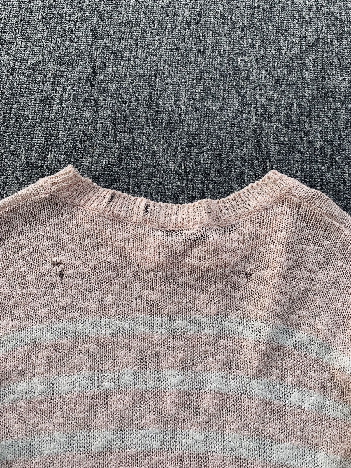 Japanese Brand Me Sense Punk Soft Pink Stripe Distressed Long Sleeve Size US S / EU 44-46 / 1 - 8 Thumbnail