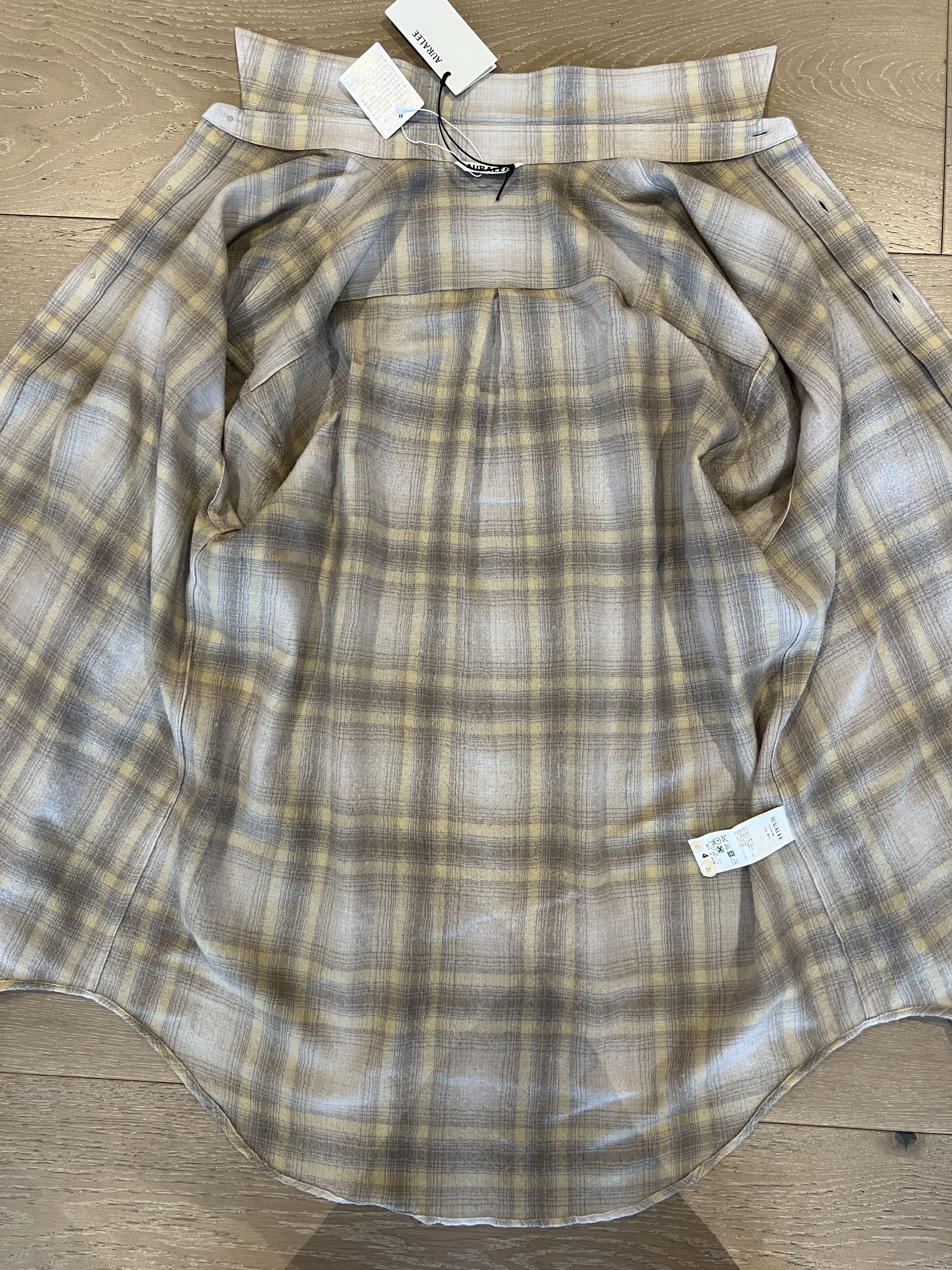 Auralee 💚 Auralee Airy Wool Check Shirt Yellow Gray Check NEW Size US XL / EU 56 / 4 - 11 Thumbnail