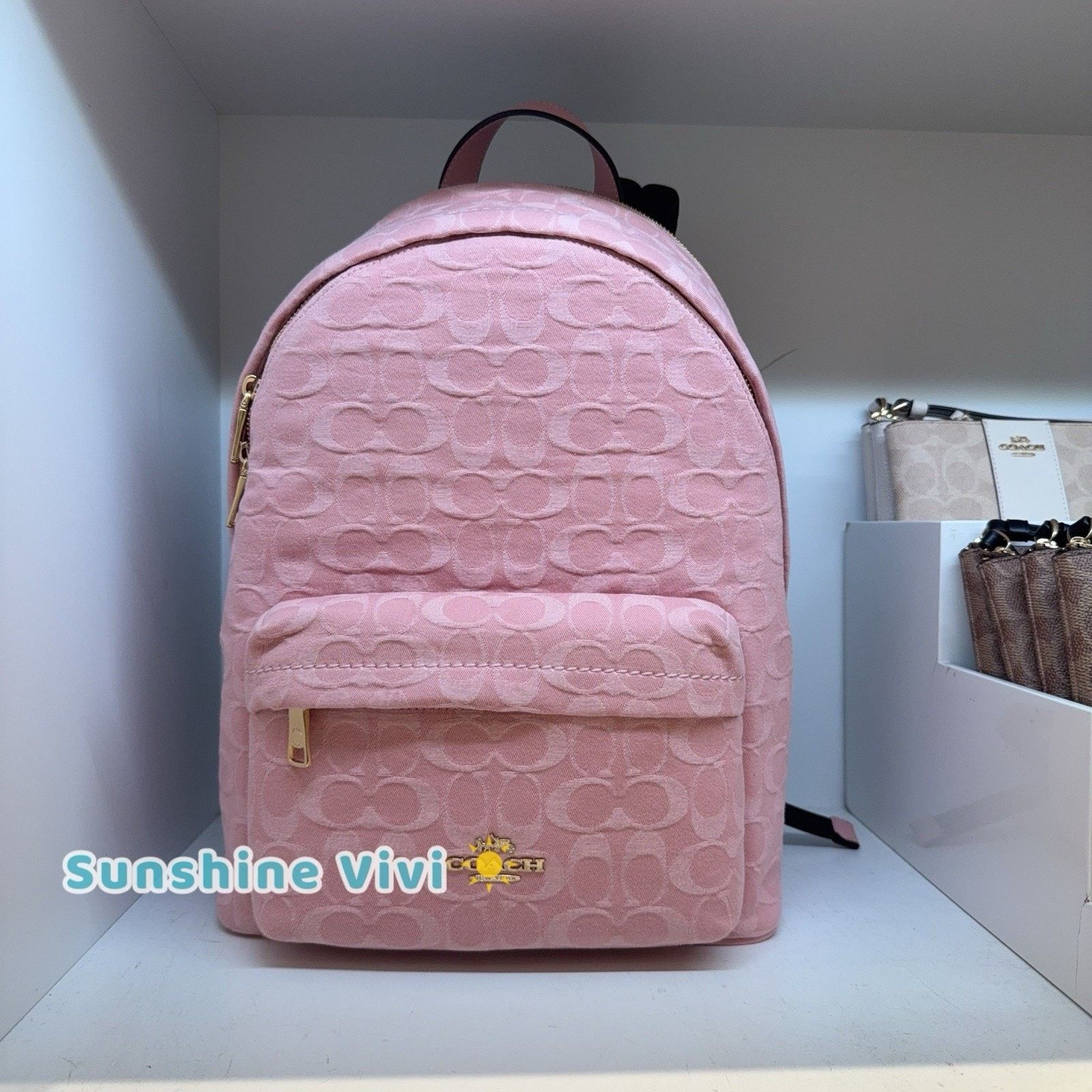 Coach NWT Coach CER70 Taylor Backpack Denim Leather Light Pink Size ONE SIZE - 1 Thumbnail