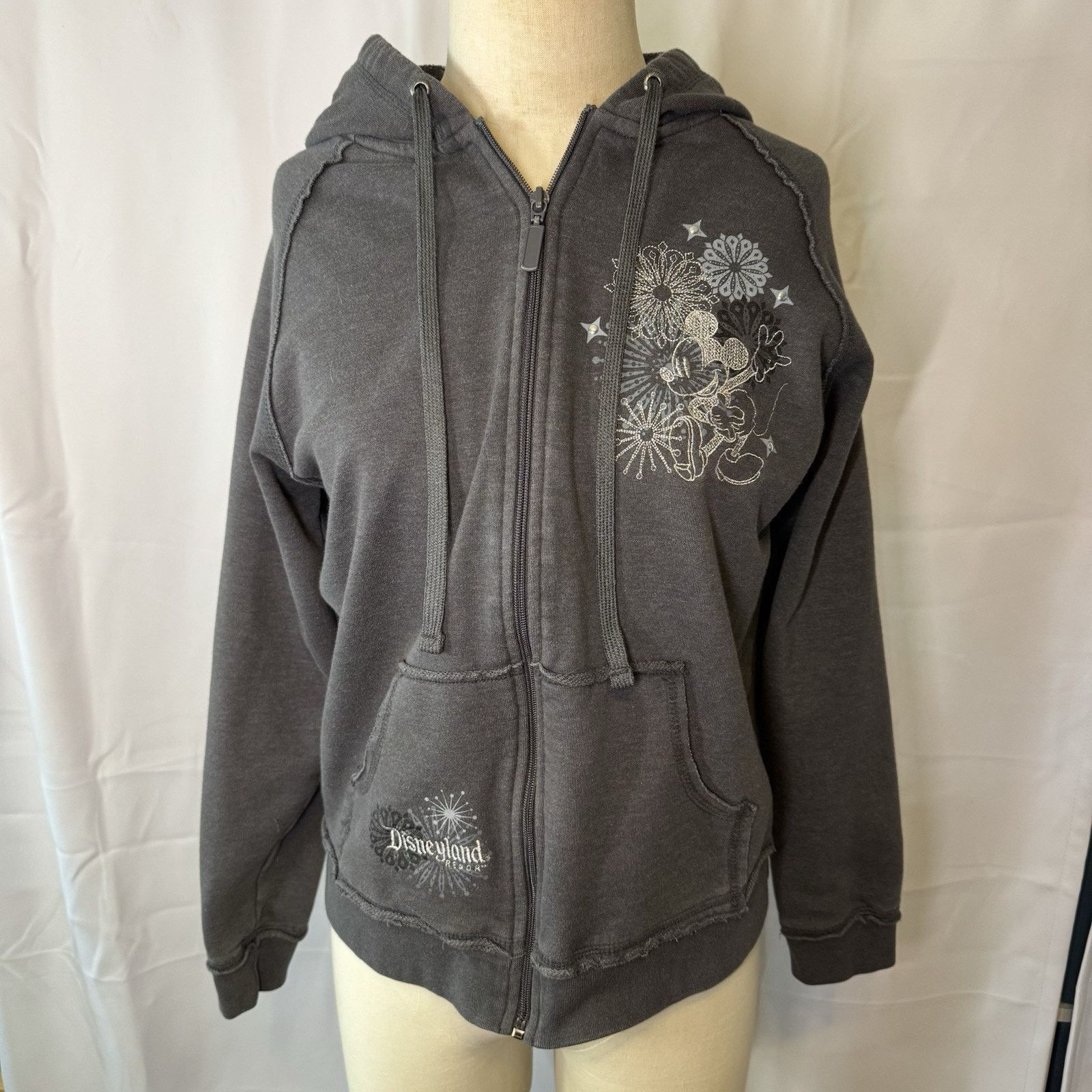 Disney Disney Parks Disneyland L Mickey Mouse Zip Up Hoodie Raw Hem Size L / US 10 / IT 46 - 2 Thumbnail