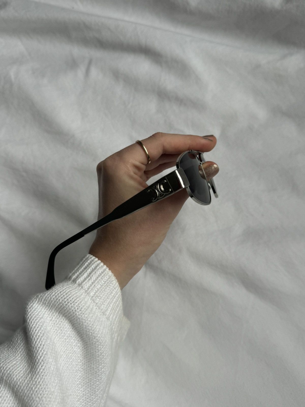 Celine Celine 'Triomphe' Sunglasses Silver Size ONE SIZE - 4 Thumbnail