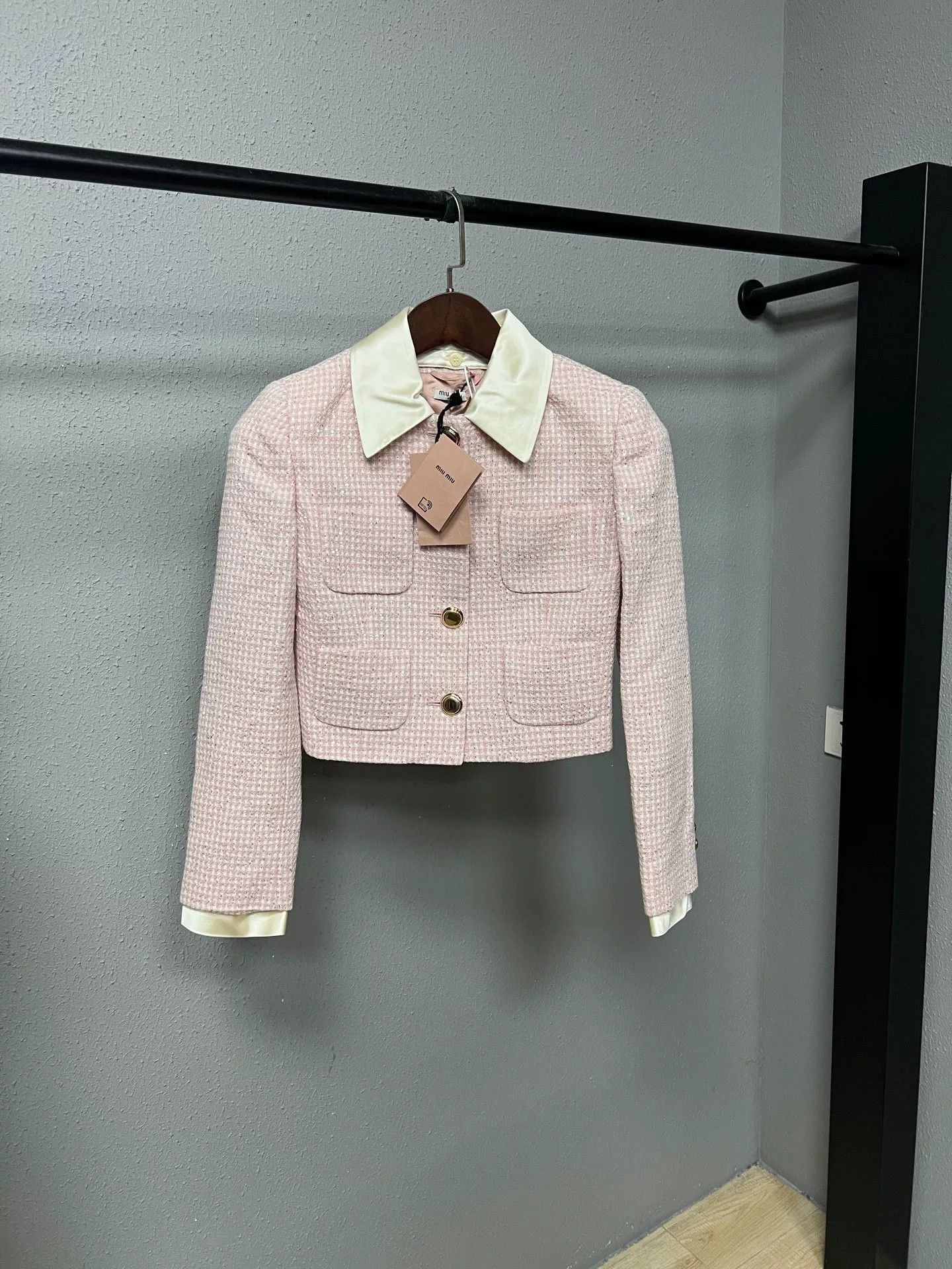 Miu Miu Miu Miu Rhinestone Sequin Plaid T Jacket Size US S / EU 44-46 / 1 - 1 Thumbnail