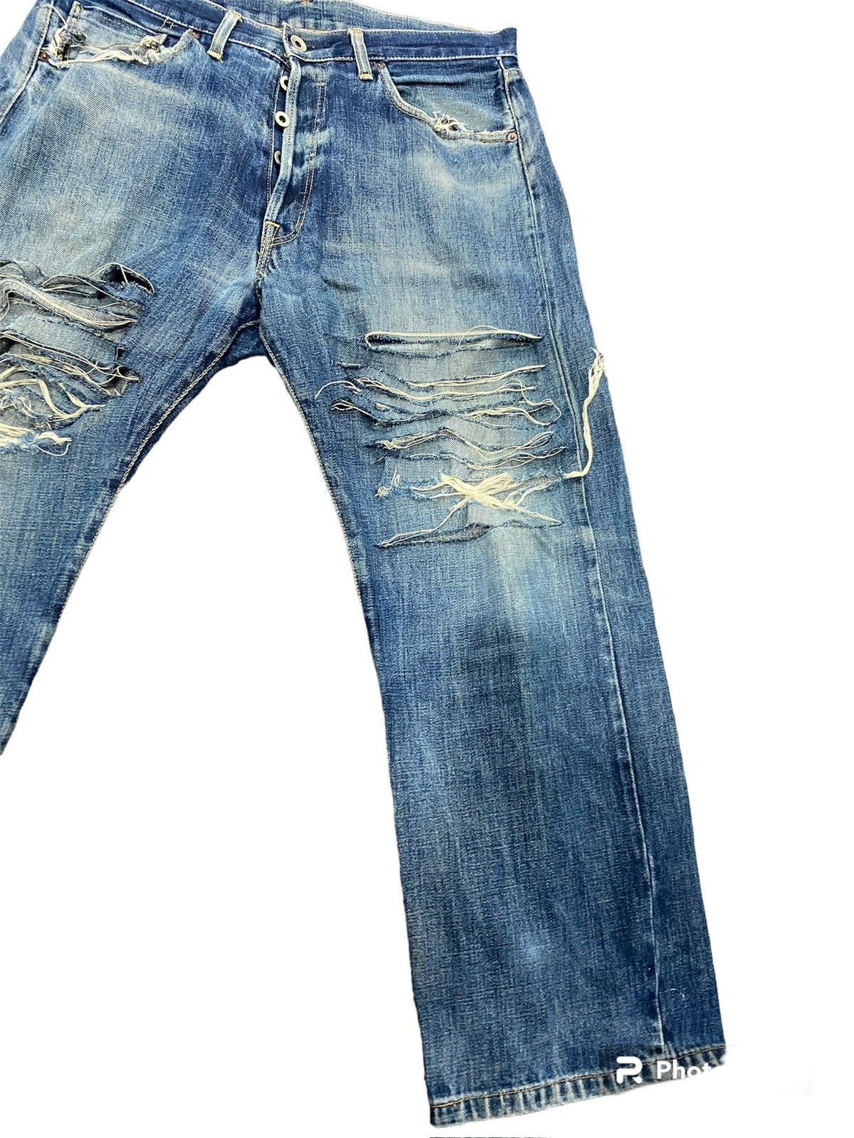Japanese Brand SUPER DESTROYED JAPAN BRAND BUTTON FLY SELVEDGE DENIM Size US 34 / EU 50 - 3 Thumbnail