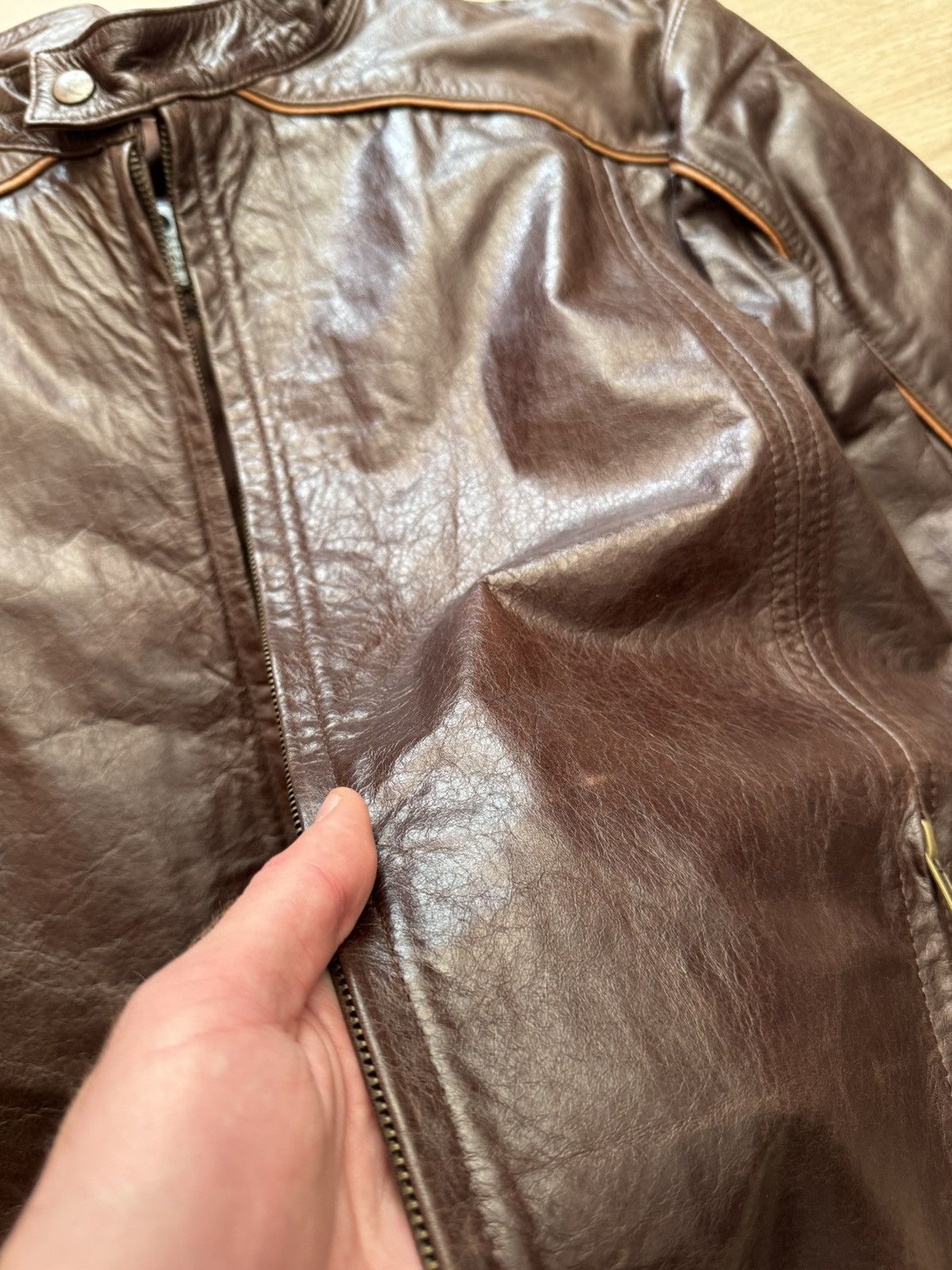Genuine Leather Vintage Gotti y2k Brown Genuine Leather Moro Racing Jacket Size US M / EU 48-50 / 2 - 8 Thumbnail