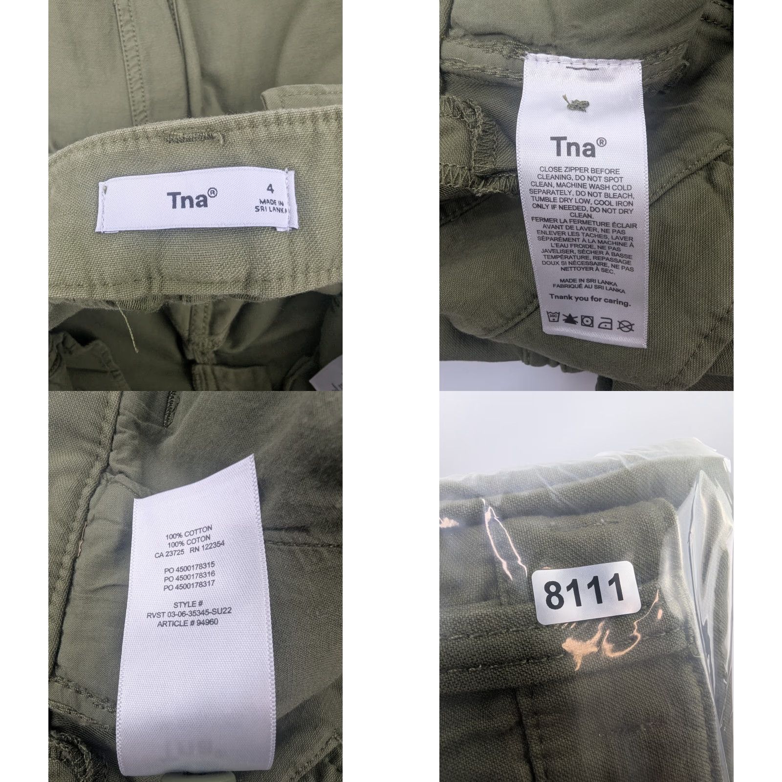 Aritzia Aritzia TNA Supply Cargo Pants Women's Size 4 Army Green Cargo Pants Tapered Regular Waist Buckle Zipper Size 27" / US 4 / IT 40 - 9 Thumbnail