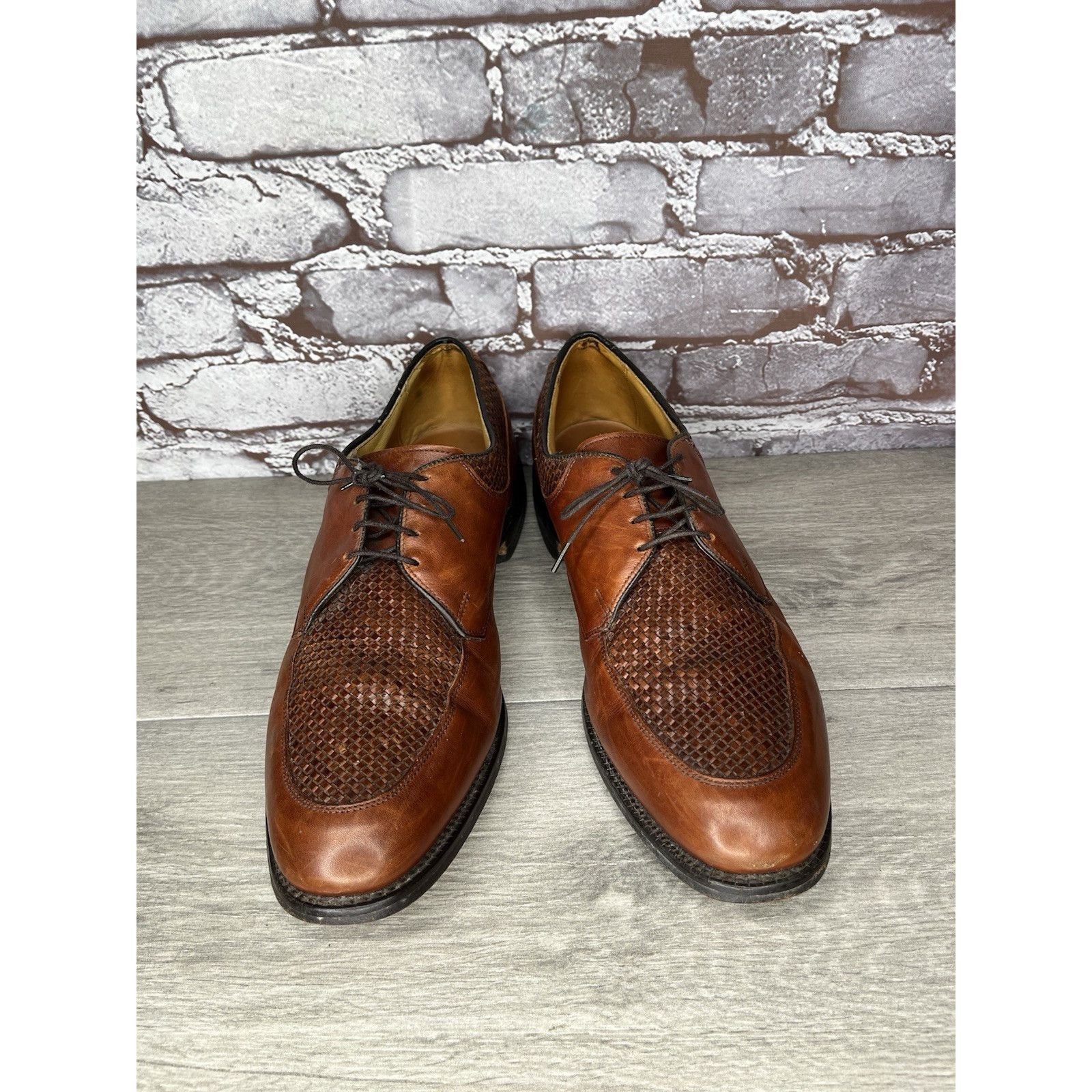 Allen Edmonds Allen Edmonds Norfolk Woven Brown Leather Oxfords Dress Shoe Size US 11.5 / EU 44-45 - 18 Thumbnail