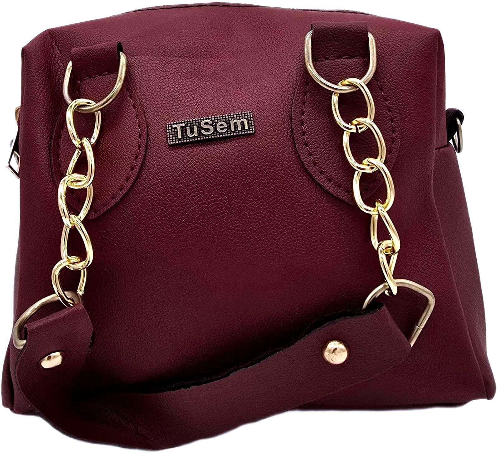 Other Mini Burgundy Faux Leather Crossbody Bag with Fur Charm Size ONE SIZE - 5 Thumbnail