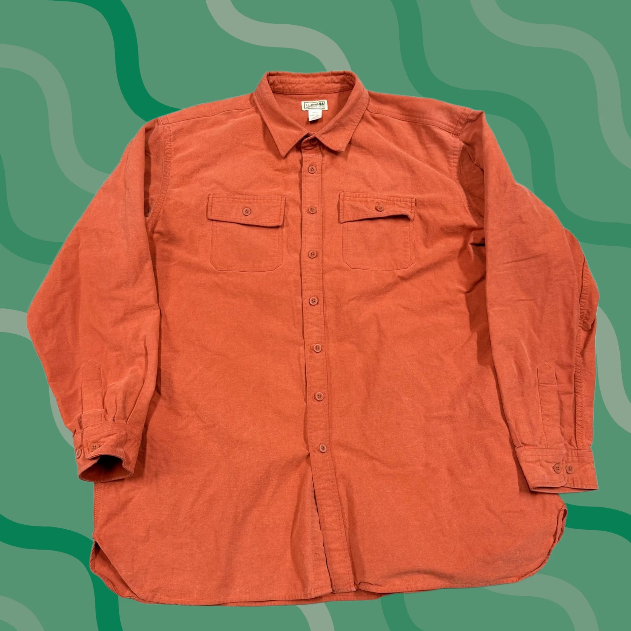Vintage L.L. Bean Shirt Mens 3XLT Orange Chamois Flannel Button Pocket Size US XXL / EU 58 / 5 - 1 Thumbnail
