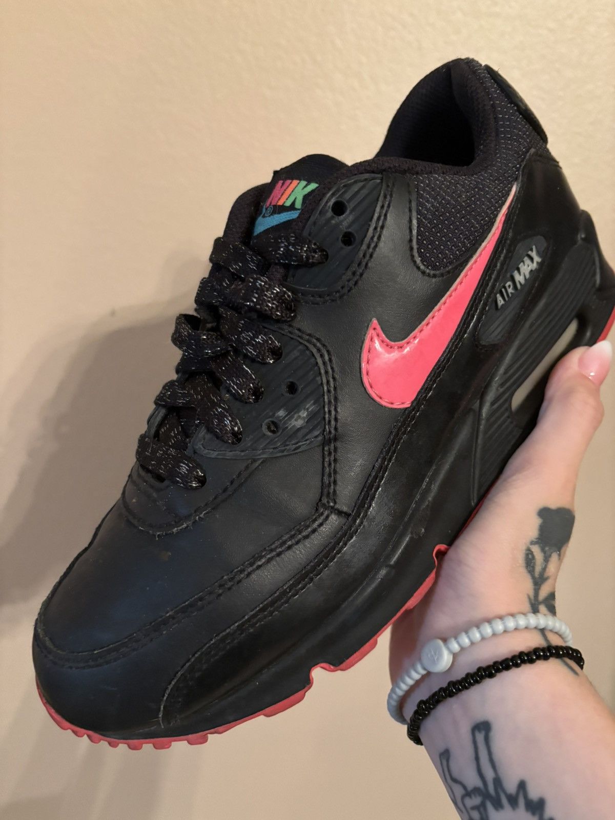 Nike Air Max 90 2007 GS 'Black Pink' Size US 6.5 / IT 36.5 - 1 Thumbnail