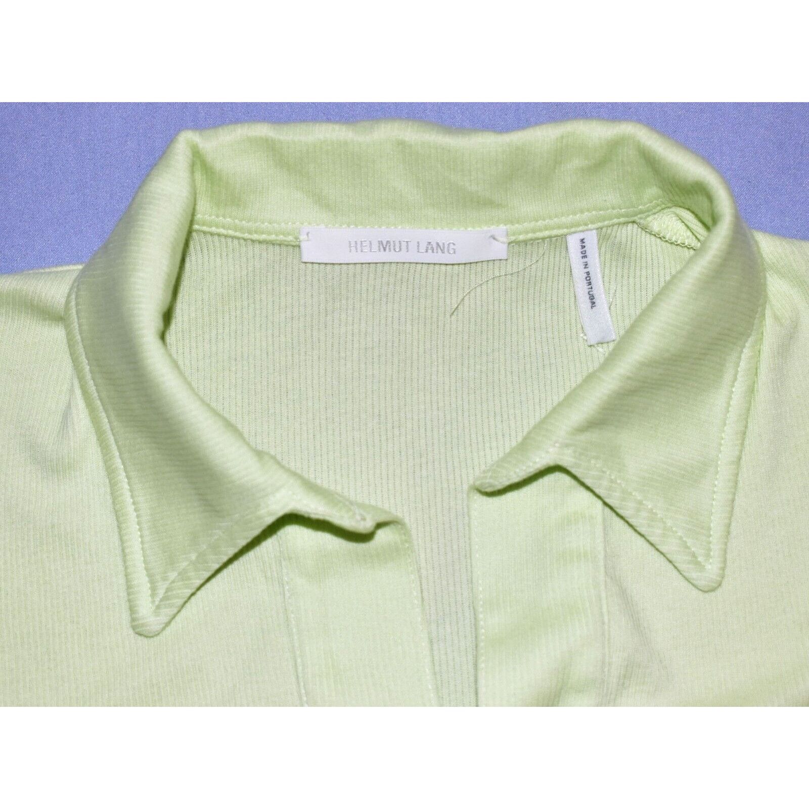 Helmut Lang A6 HELMUT LANG Cotton Ribbed Lime Green Logo Polo Shirt XS Size XS / US 0-2 / IT 36-38 - 6 Thumbnail