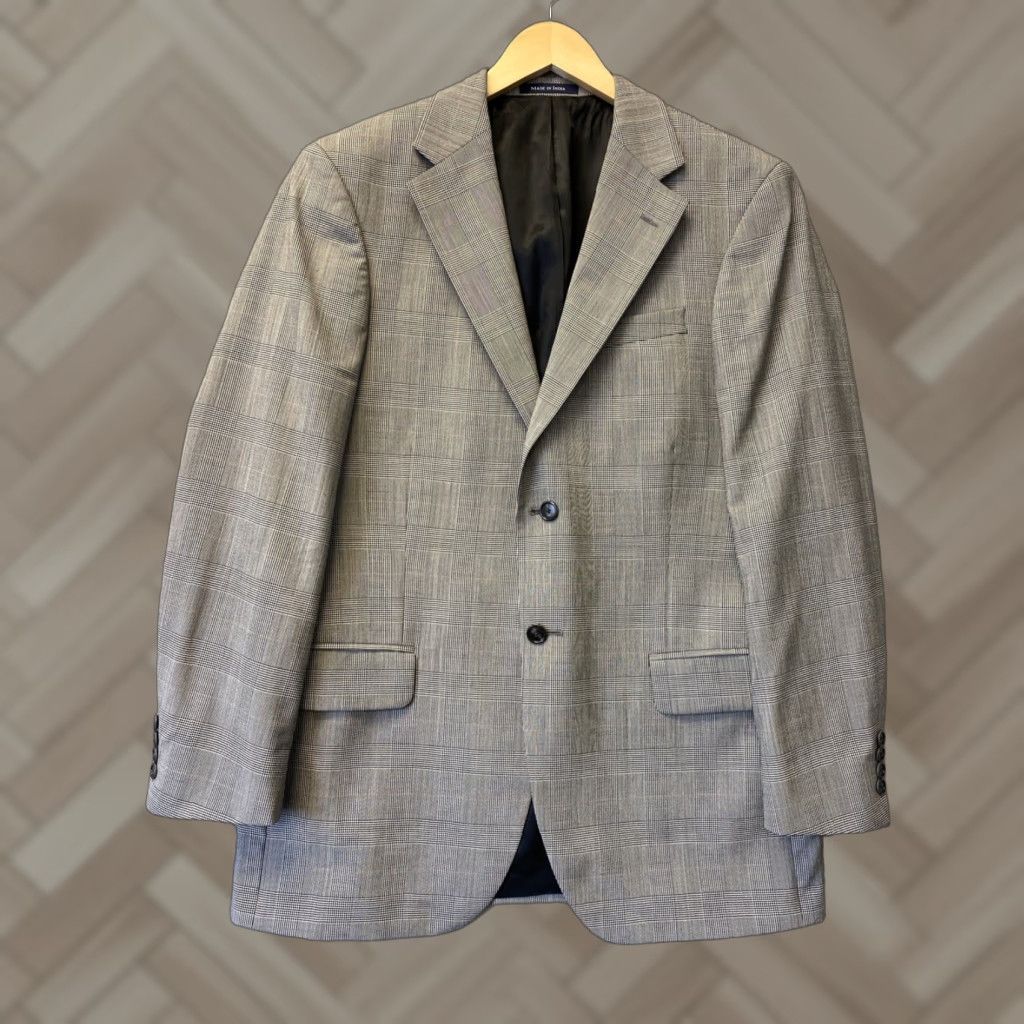 Lands' End Lands' End Glenn Plaid Mens 39R Suit Blazer Sport Jacket Gray Wool 3-Button Sleeve Notch Lapel Vintage Regular Mens Jacket/Coat Size 40R - 1 Thumbnail