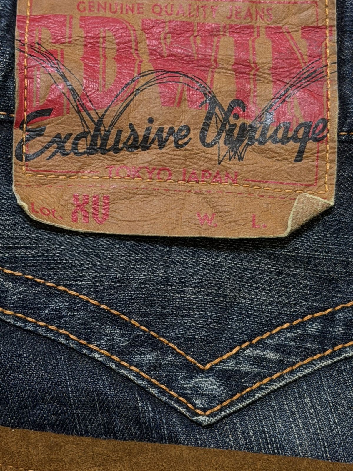 Edwin Vintage 90s Edwin XV Blue Faded Wash Whiskers Straight Leg Size US 34 / EU 50 - 7 Thumbnail