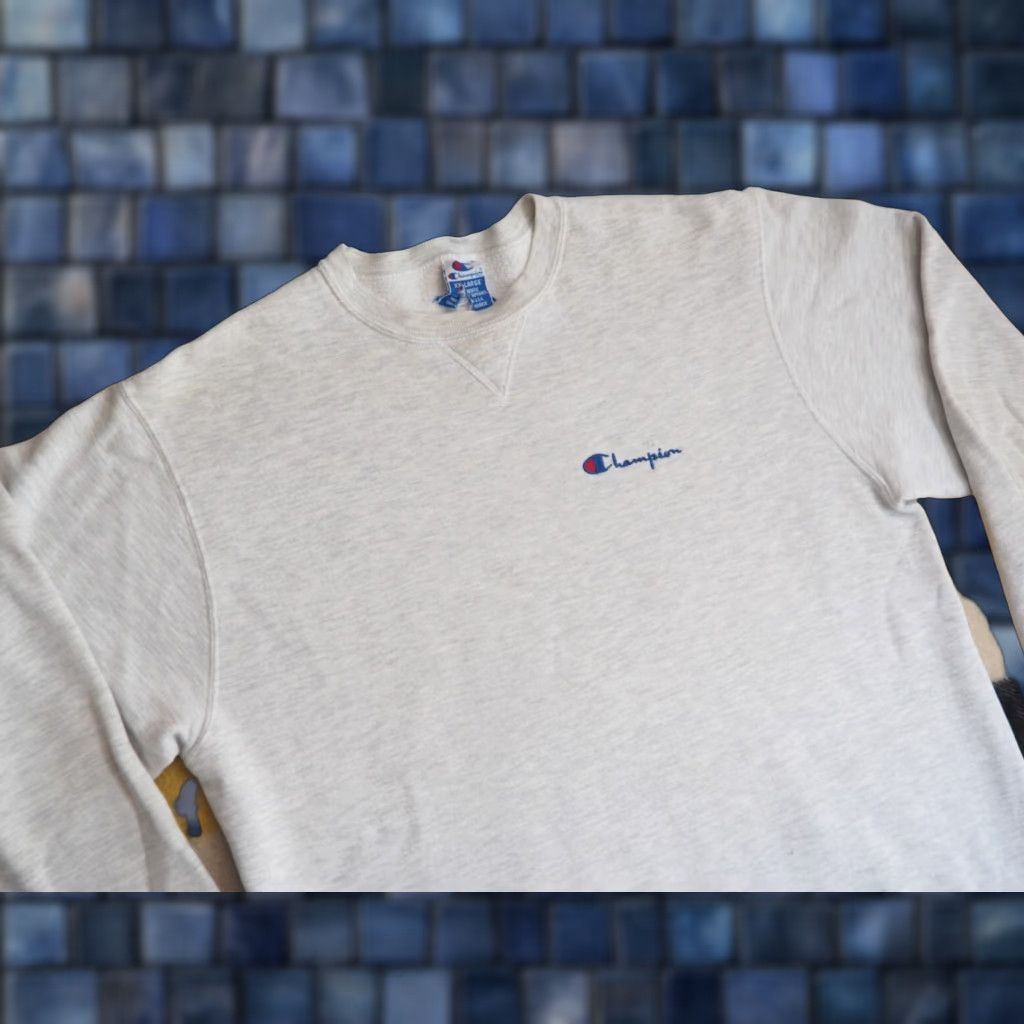 Champion VINTAGE Champion Sweatshirt Pullover USA Made Heather Gray 90s Spellout XL Mens Sweatshirt Size US XL / EU 56 / 4 - 1 Thumbnail