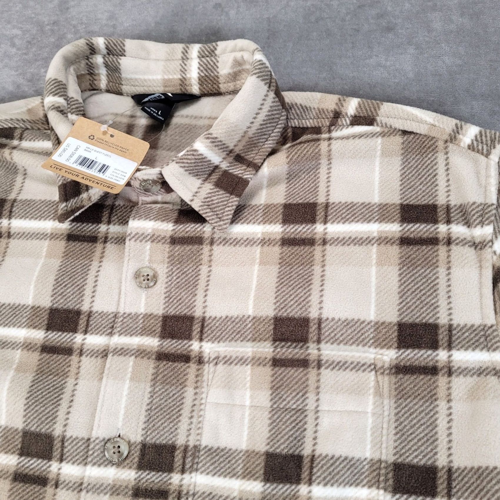 Eddie Bauer Eddie Bauer Mens Shirt L Bark Brown Plaid Fleece Long Sleeve NEW Size US L / EU 52-54 / 3 - 2 Thumbnail