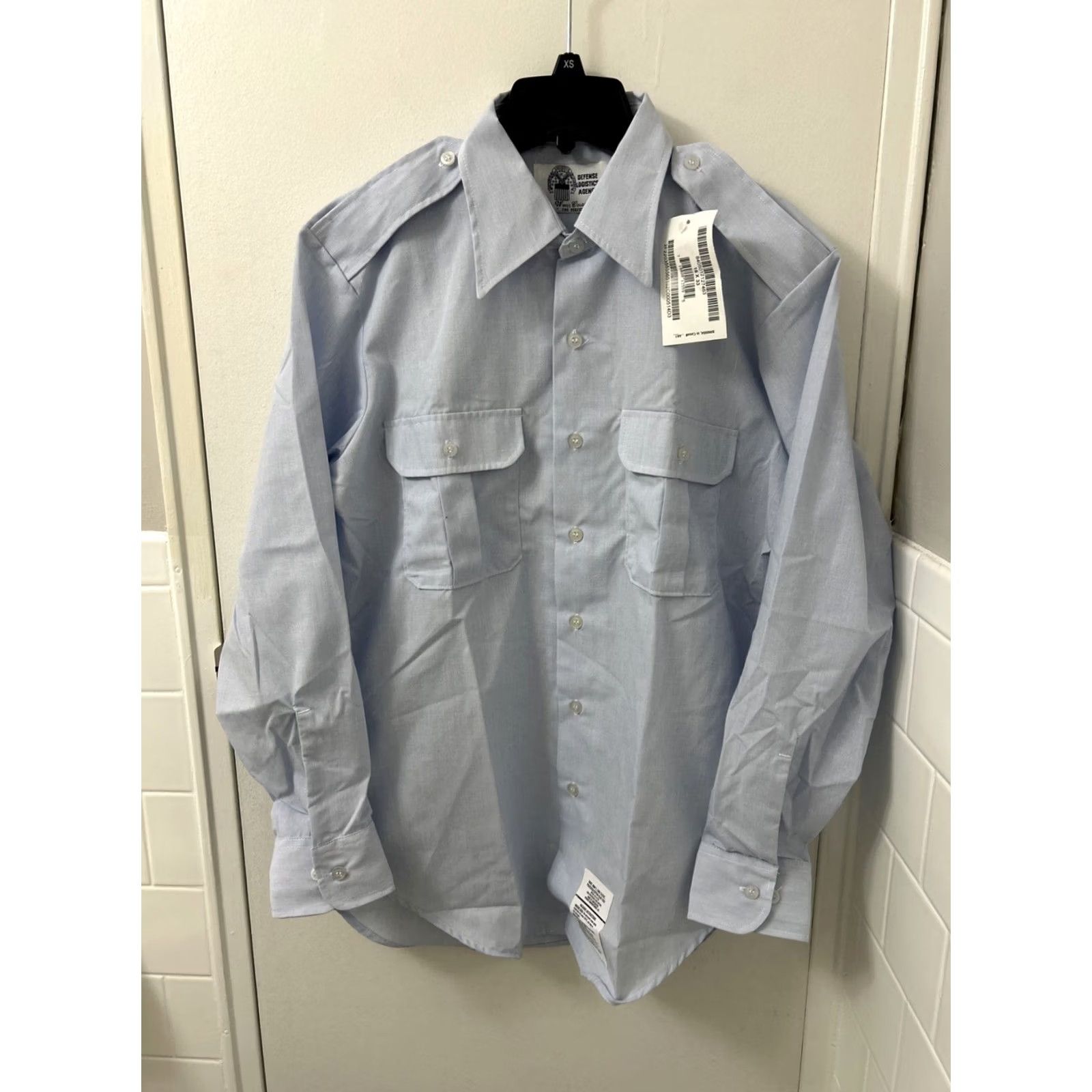 Vintage U.S Military Shirt Mens 16 X 33 Blue Defense Logistics Agency Dress Shirt L/S Size US L / EU 52-54 / 3 - 2 Thumbnail