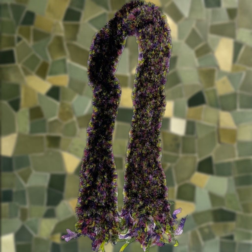 Vintage VINTAGE Cejon Accessories Womens Magic Scarf Rectangle Scarf 66 inches Green Purple 80s 90s Festival Fringe Womens Size ONE SIZE - 1 Thumbnail