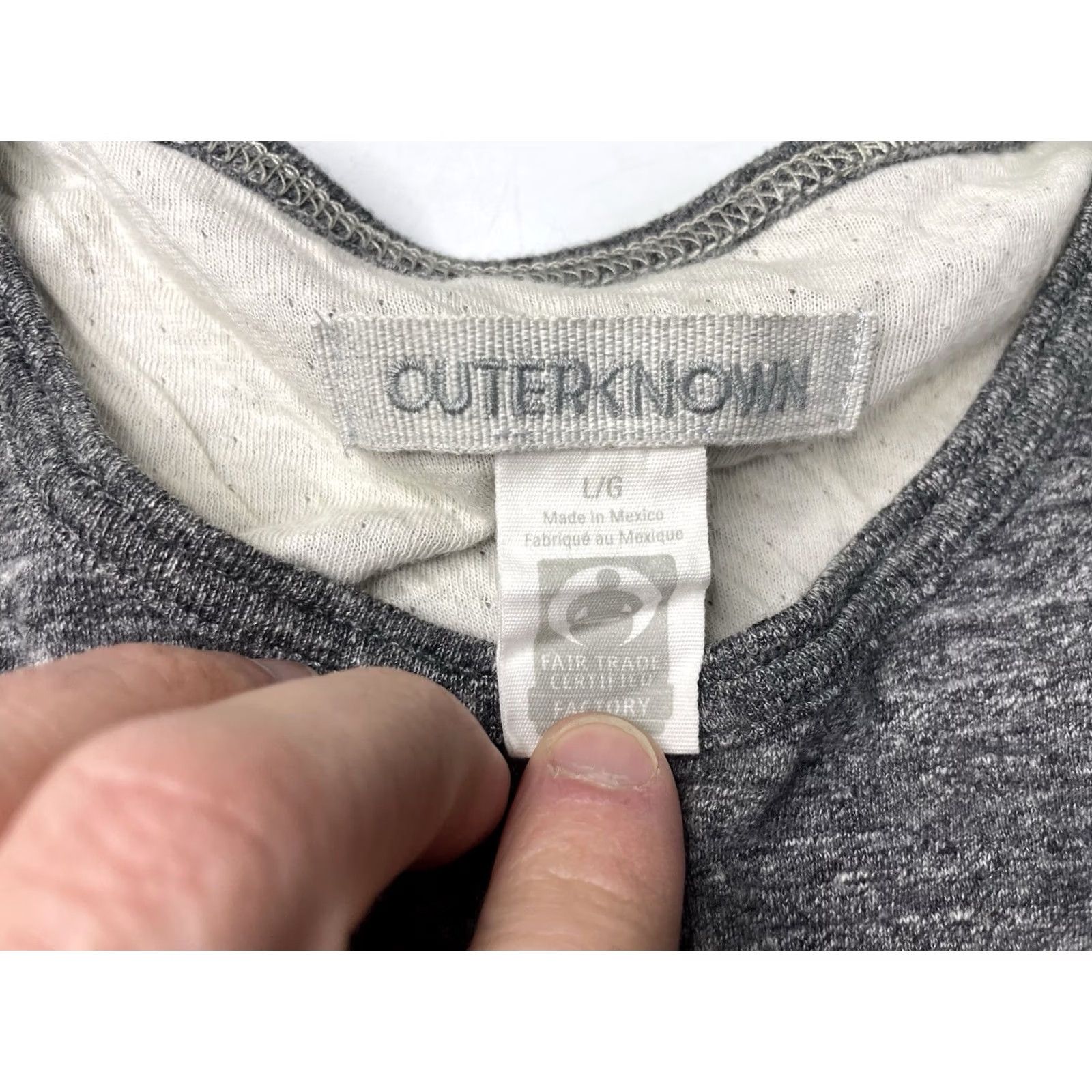 Outerknown Outerknown T-Shirt Men L Gray Jersey Cotton Short Sleeve Crew Neck Logo All Seasons Regular Vintage No Size US L / EU 52-54 / 3 - 3 Thumbnail