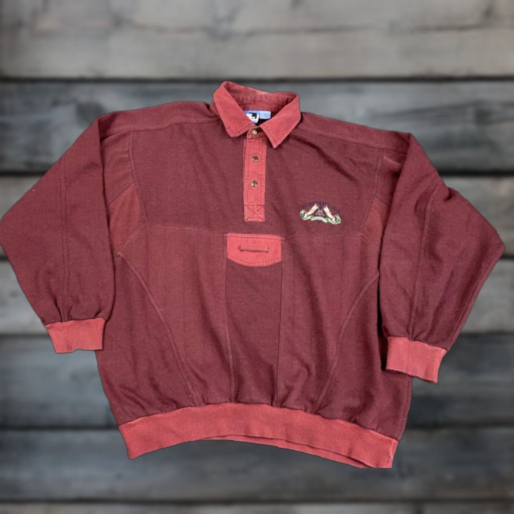 Vintage VINTAGE Todays News Polo Shirt Men Big & Tall 1X Red 90s Dad Style Ribbed Panel Heavy Knit Collared Pullover Long Sleeve Casual Shirt Size US XL / EU 56 / 4 - 1 Thumbnail