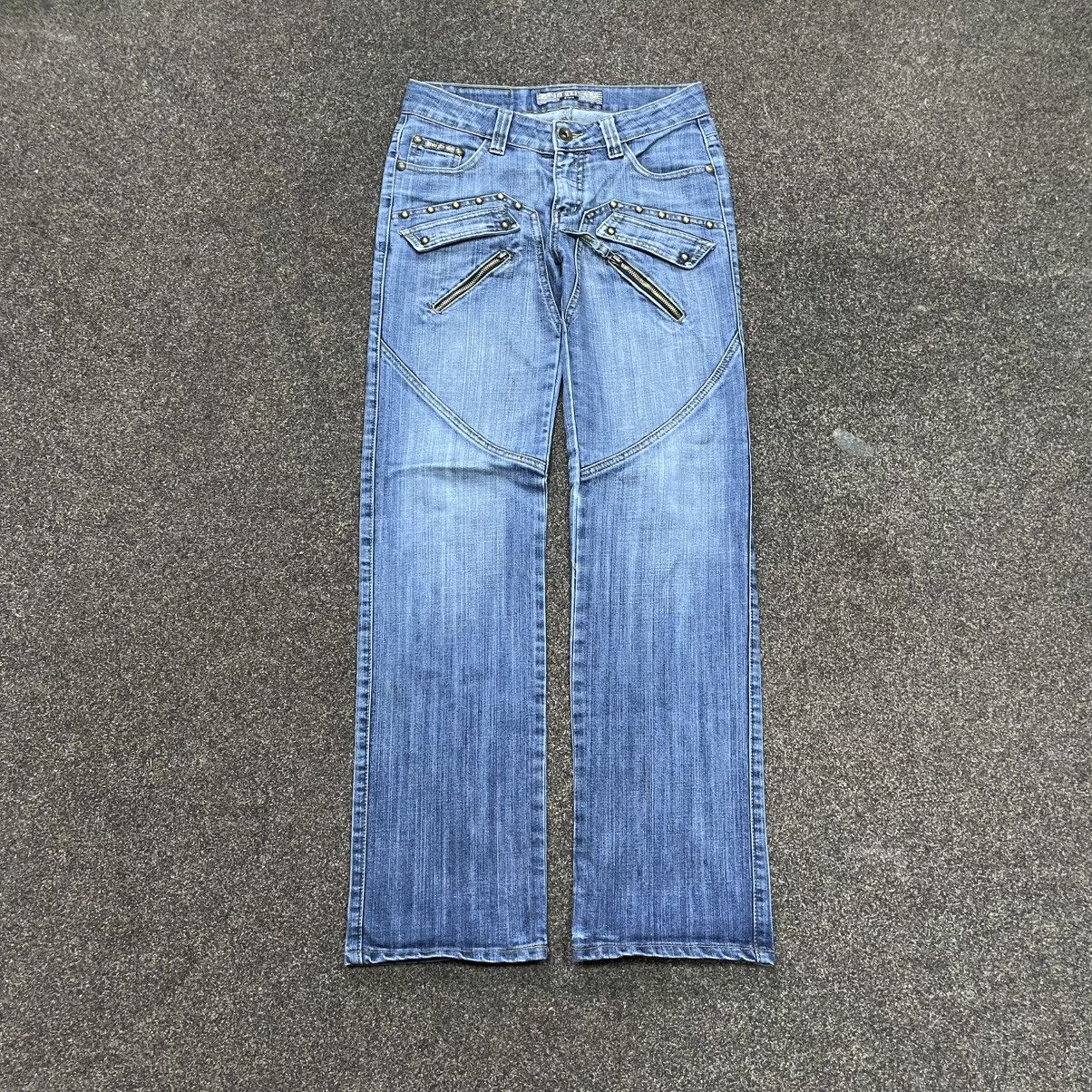 Vintage Vintage Y2K Baggy Flared Jeans 90s Grunge Distressed Logo Size 32" / US 10 / IT 46 - 1 Thumbnail