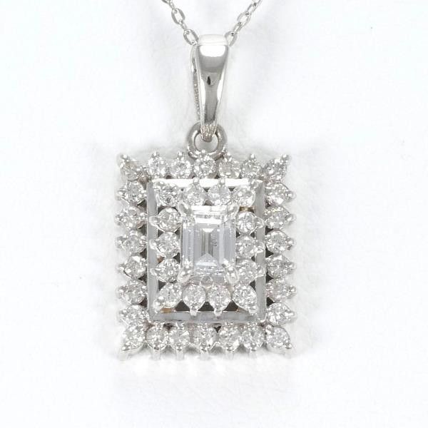 image of Other Platinum Diamond Necklace in Silver, Women's