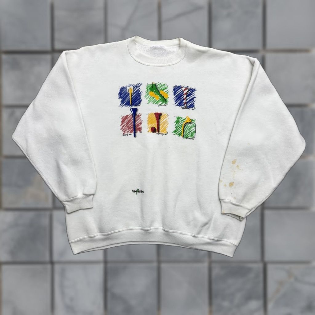 Sassafras VINTAGE Sassafras Golf Tee Puns Sweatshirt Mens XL White Graphic Funny Sweatshirt Size US XL / EU 56 / 4 - 1 Thumbnail