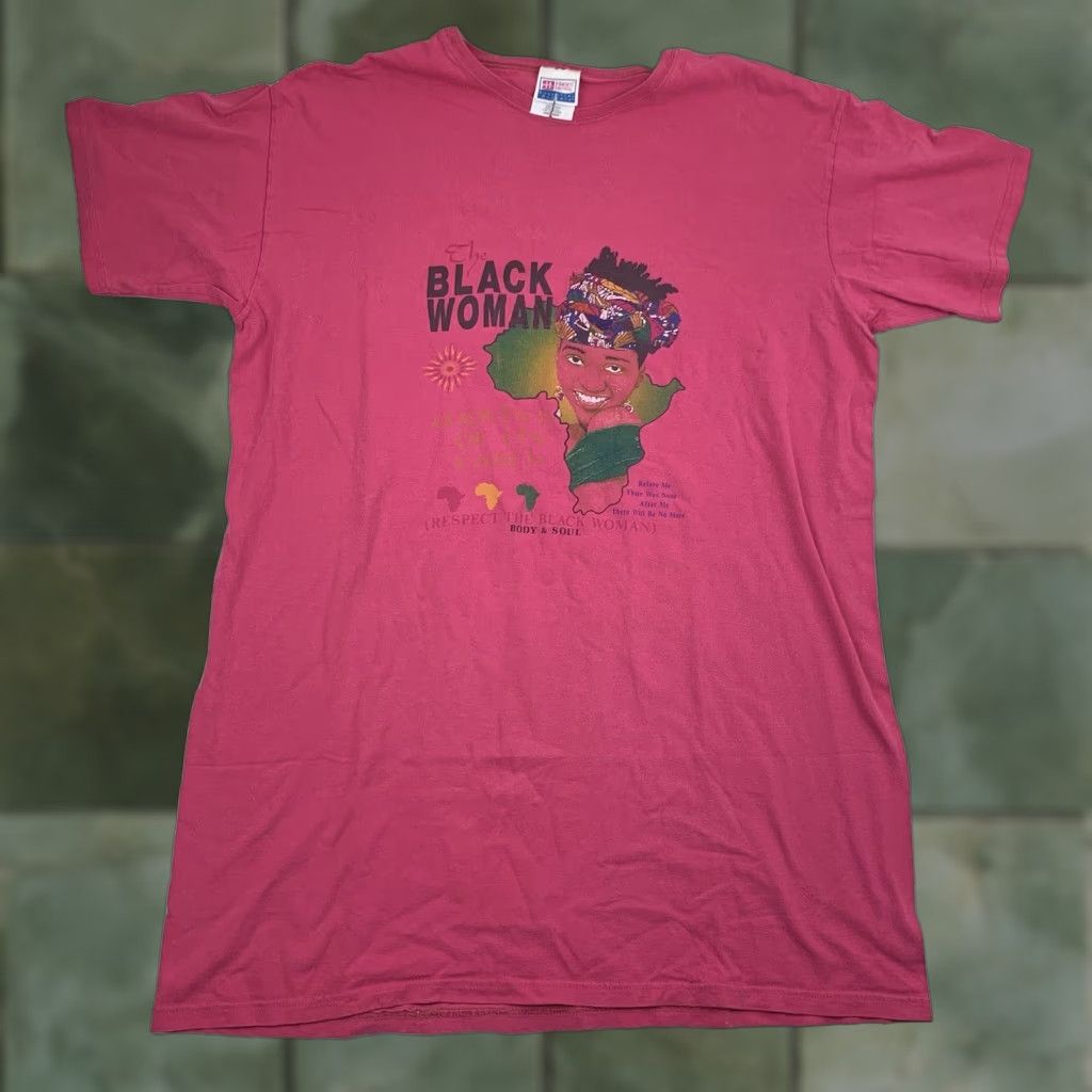 Hanes VINTAGE Hanes The Black Woman Mother Of The Earth Shirt Womens One Size Pink 90s Y2K Shirt Size ONE SIZE - 1 Thumbnail