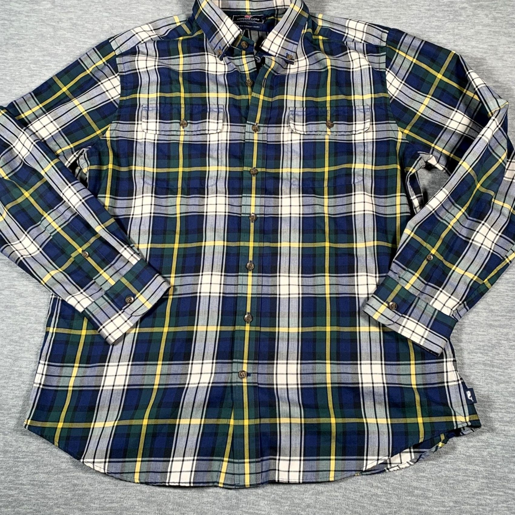 Vineyard Vines Vineyard Vines Shirt Mens Large Blue Green Plaid Crosby Slim Fit Button-Down Collar Size US L / EU 52-54 / 3 - 3 Thumbnail
