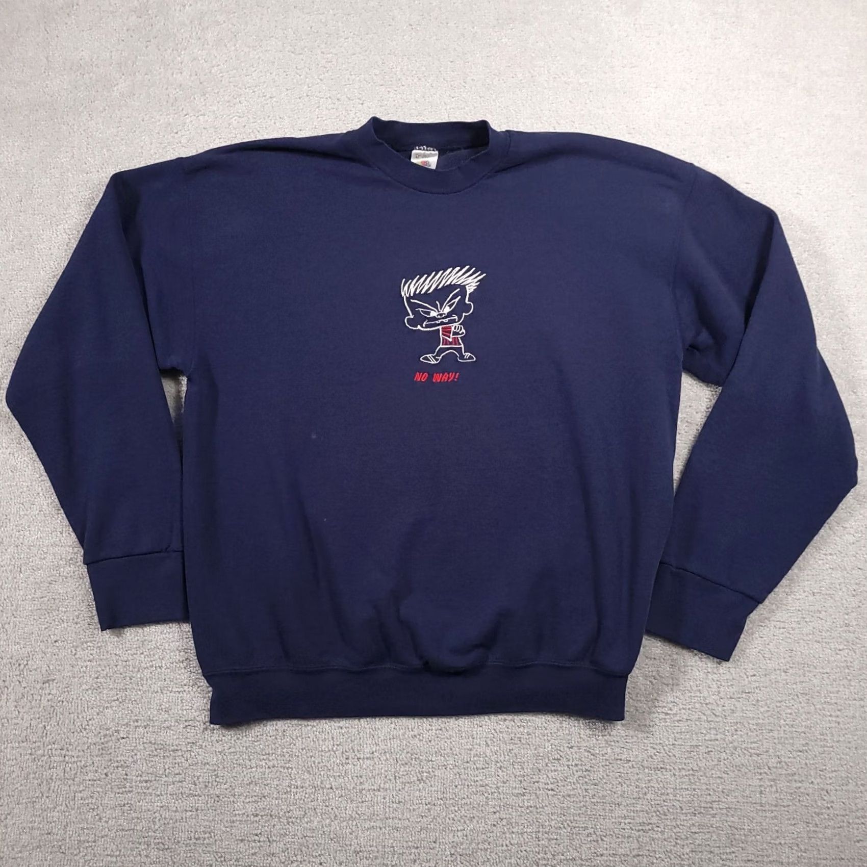 Fruit Of The Loom VINTAGE 90s Negatude Dude No Way Blue Sweatshirt Mens XL Grunge USA Made Size US XL / EU 56 / 4 - 2 Thumbnail