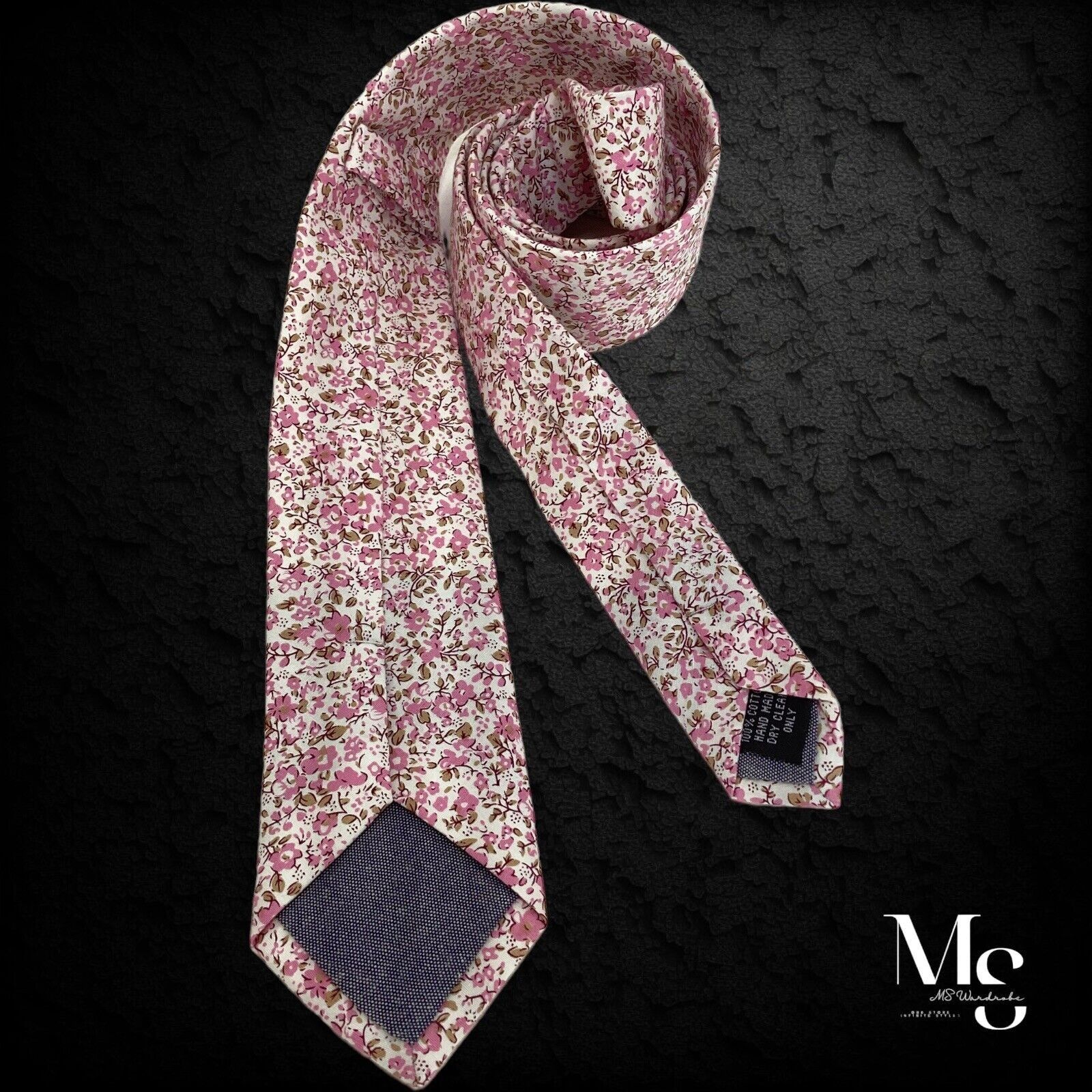 Other Beautiful Pink Floral Cotton Hand Made Tie IW: 2.5" NWOT Size ONE SIZE - 2 Thumbnail
