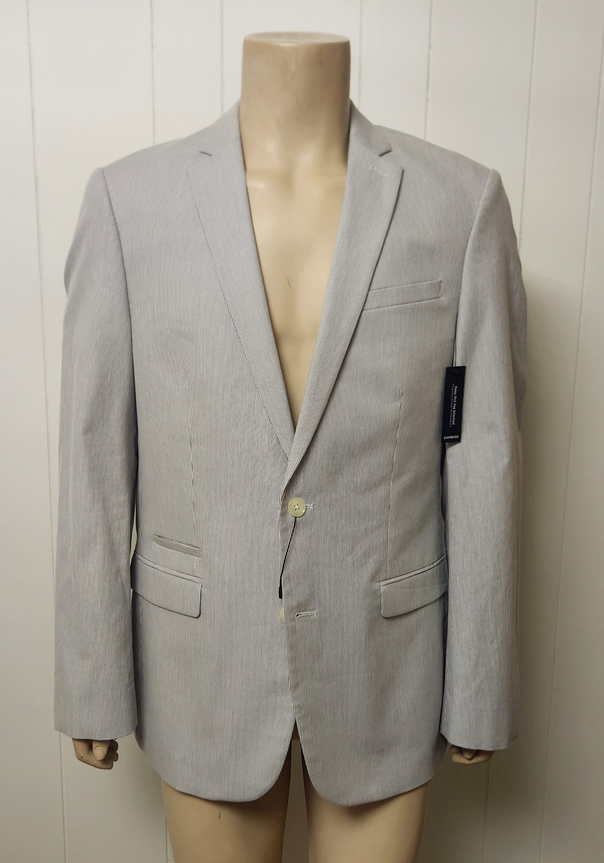 Express NWT sport coat 42L Express cotton seersucker stripe Size 42L - 1 Thumbnail