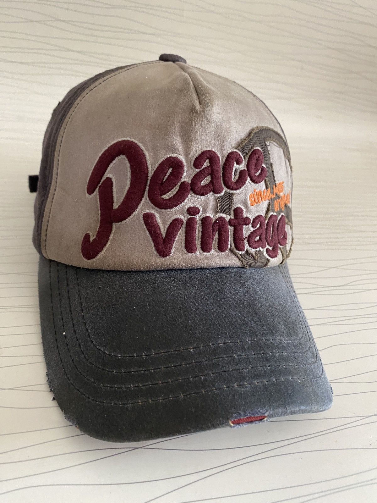 Japanese Brand Vintage Japanese Peace Distressed Embroidery Cap Size ONE SIZE - 4 Thumbnail