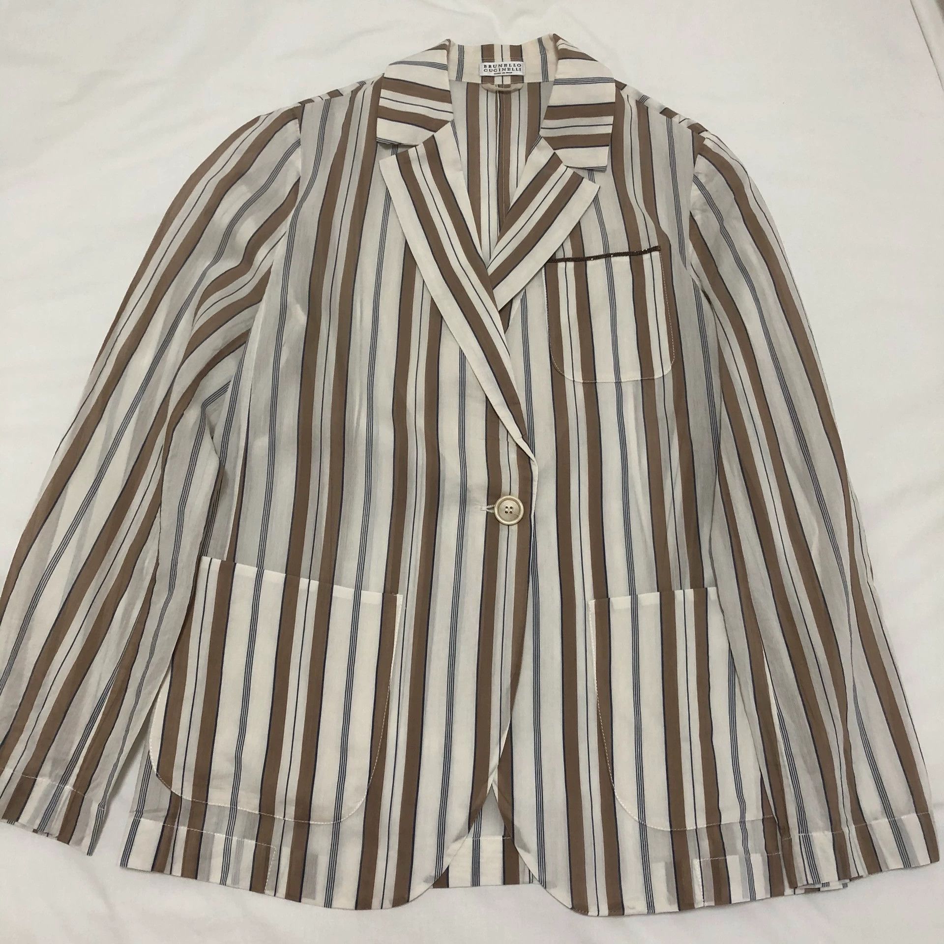Brunello Cucinelli Brunello Cucinelli Striped Blazer M Size US M / EU 48-50 / 2 - 1 Thumbnail