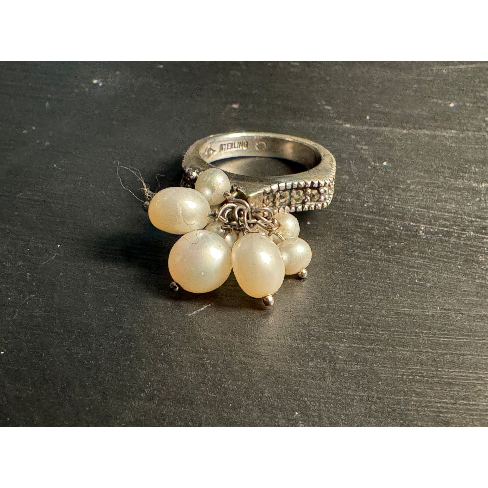 Other Sterling Judith Jack Marcasites Cha Cha Real Pearls Ring Size ONE SIZE - 4 Thumbnail