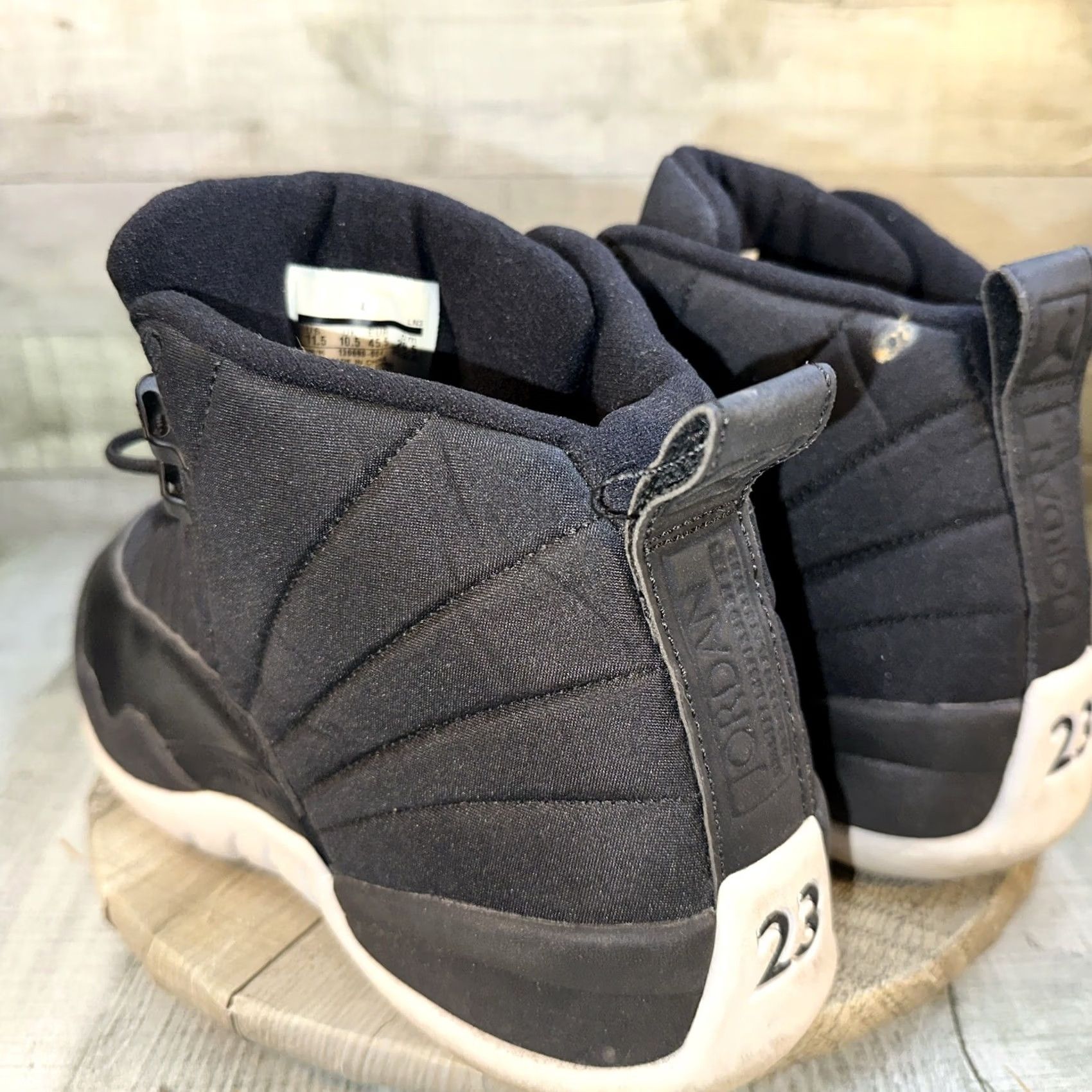 Jordan Brand US Men’s 11.5 Nike Air Jordan 12 Retro Nylon Leather Waterproof Neoprene Sneaker Black Size US 12 / EU 45 - 5 Thumbnail