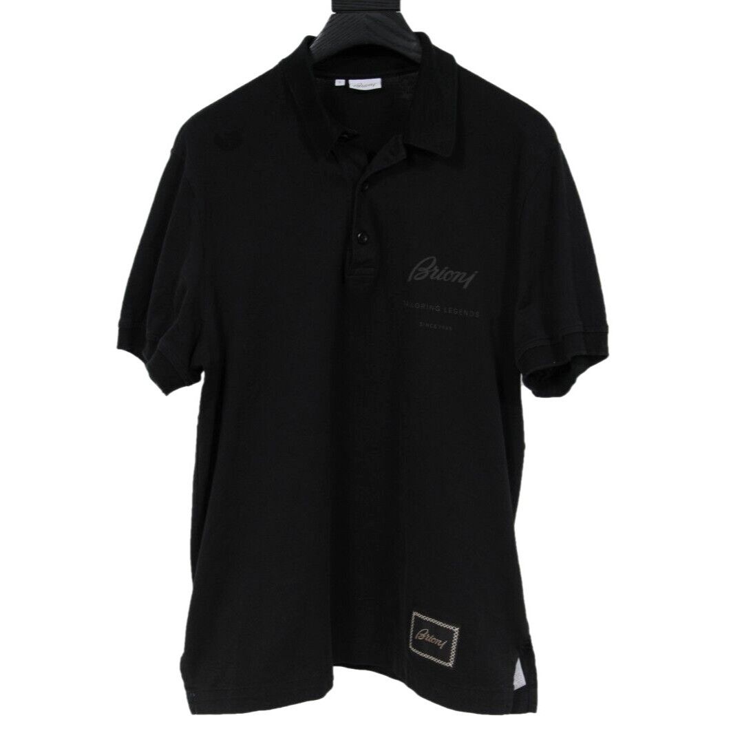 image of Brioni Logo Polo T Shirt Black Gold, Men's (Size Small)