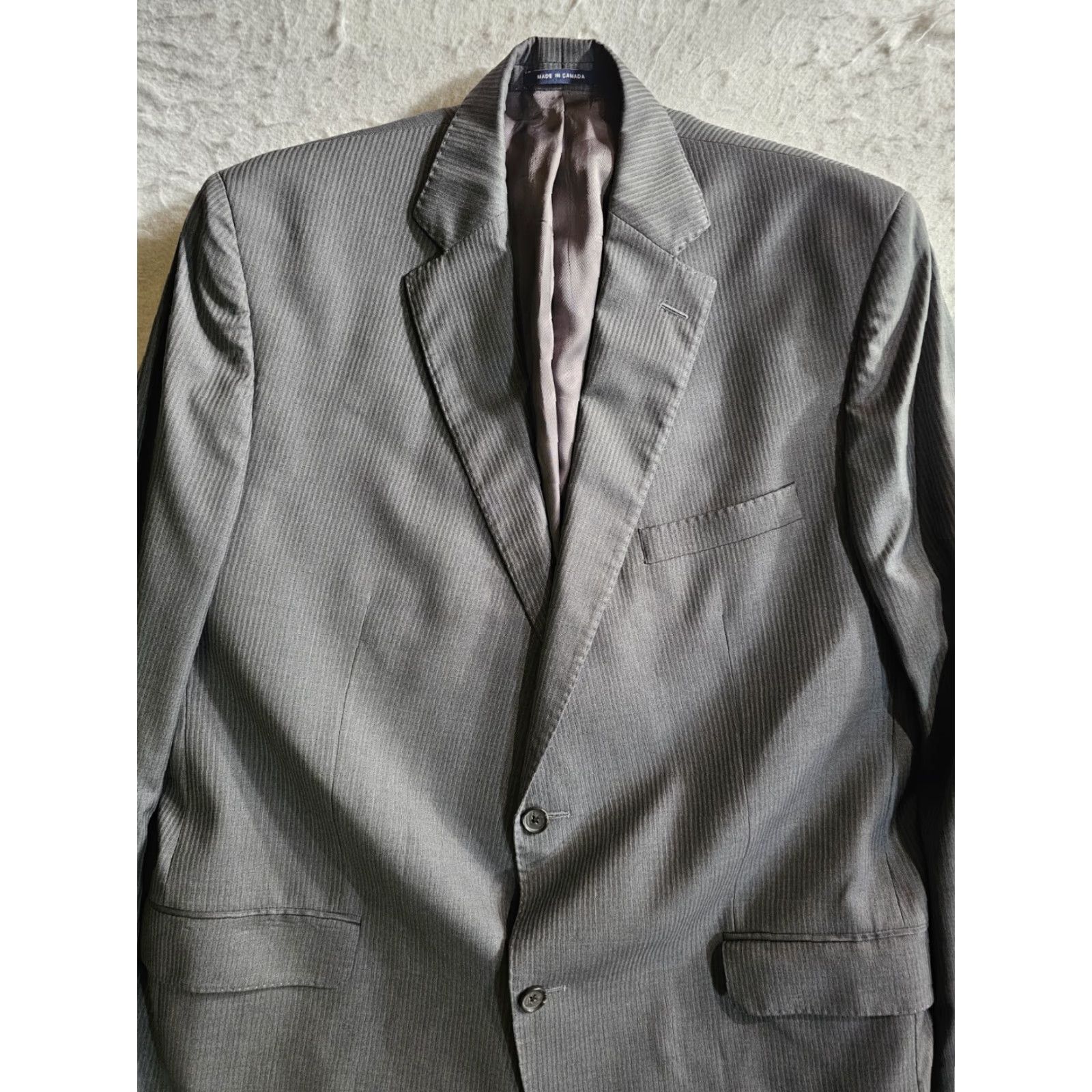 Cremieux Cremieux 2pc Suit Gray Pencil Stripe Wool 100% Wool Loro Piana Super 130s Sz 428L Pant 42L Jacket 2 Piece Regular Men Suit Dress Size 48R - 4 Thumbnail
