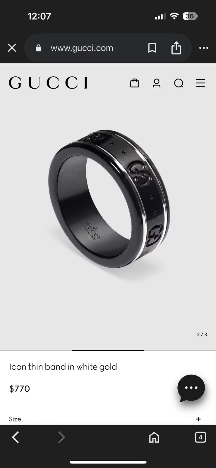 Gucci Gucci Icon thin band in white gold sz 10 Size ONE SIZE - 1 Thumbnail