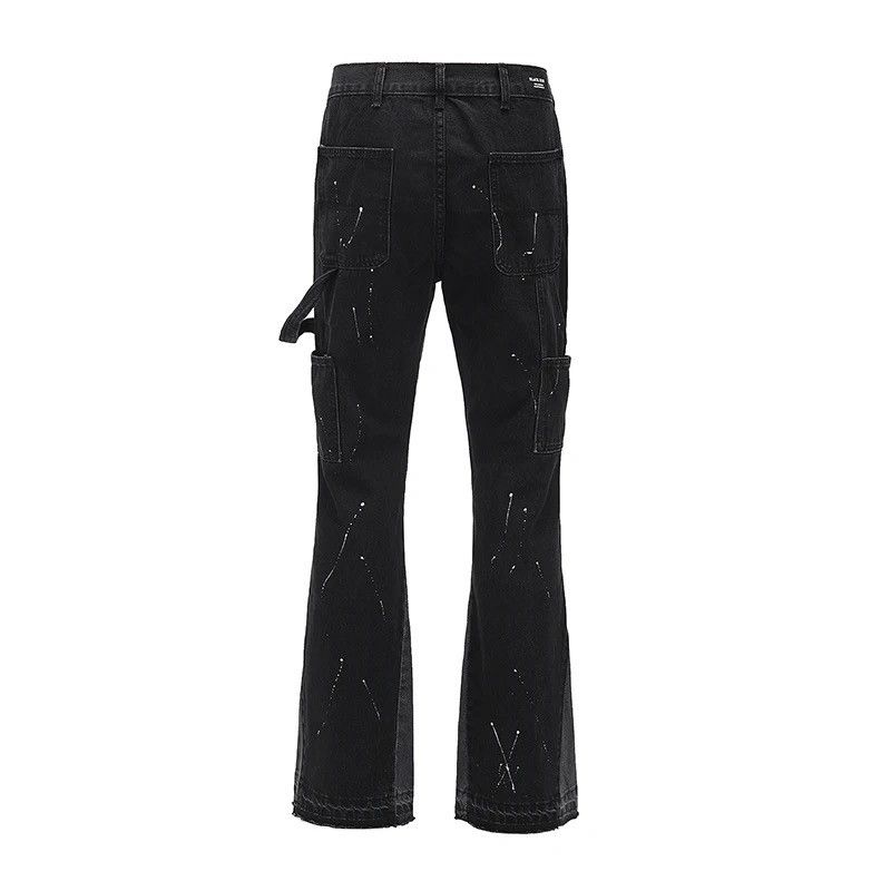 Jean Splattered Paint Flare Black Denim Jeans Size US 30 / EU 46 - 5 Thumbnail