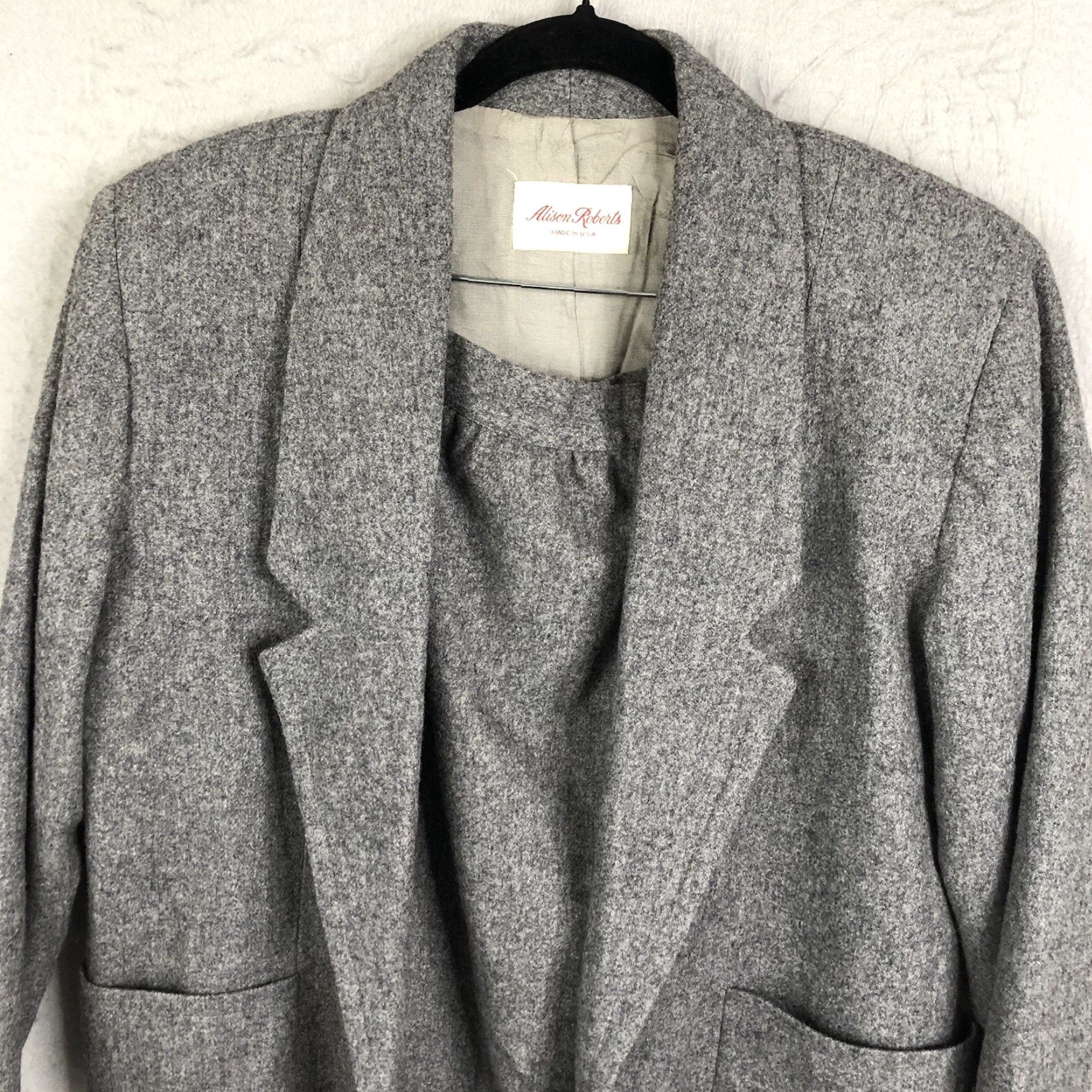 Vintage VINTAGE Allison Roberts Skirt Suit Womens S Gray 100% Wool Academia Old Money 2 Piece Size 28" / US 6 / IT 42 - 2 Thumbnail