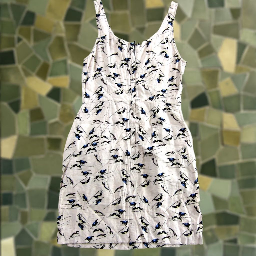 BCBGeneration BCBGeneration Pocket Tank Dress 4 Average Ivory Dog Pattern Sleeveless Rayon Blend Shirt Dress Women Size S / US 4 / IT 40 - 1 Thumbnail