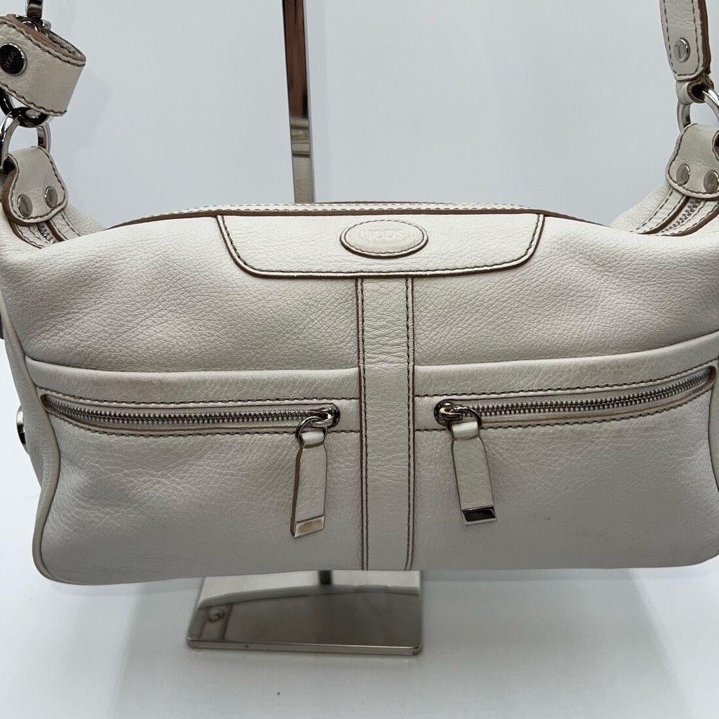 image of Tods Tod’S Long White Leather Shoulder Bag, Women's