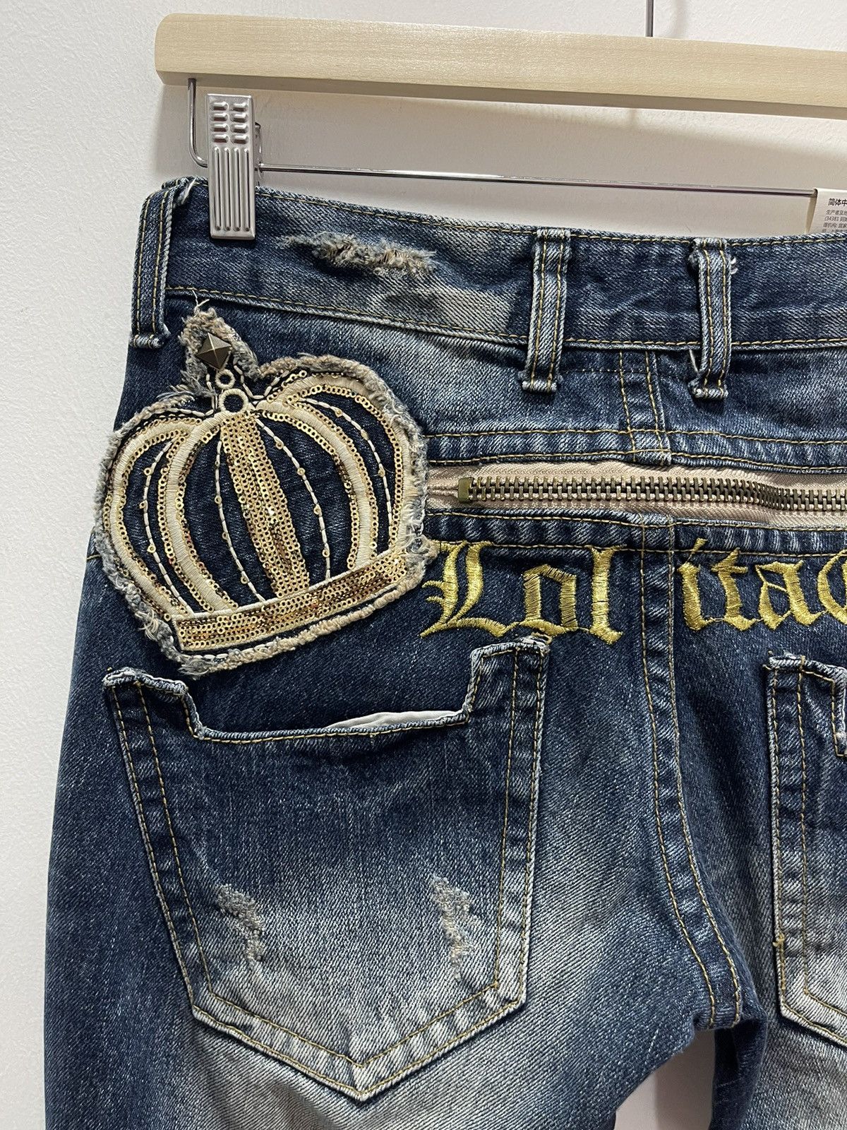 Japanese Brand × Vintage VINTAGE LOLITA EMBROIDERY DISTRESSED DENIM JEANS Size 28" / US 6 / IT 42 - 2 Thumbnail