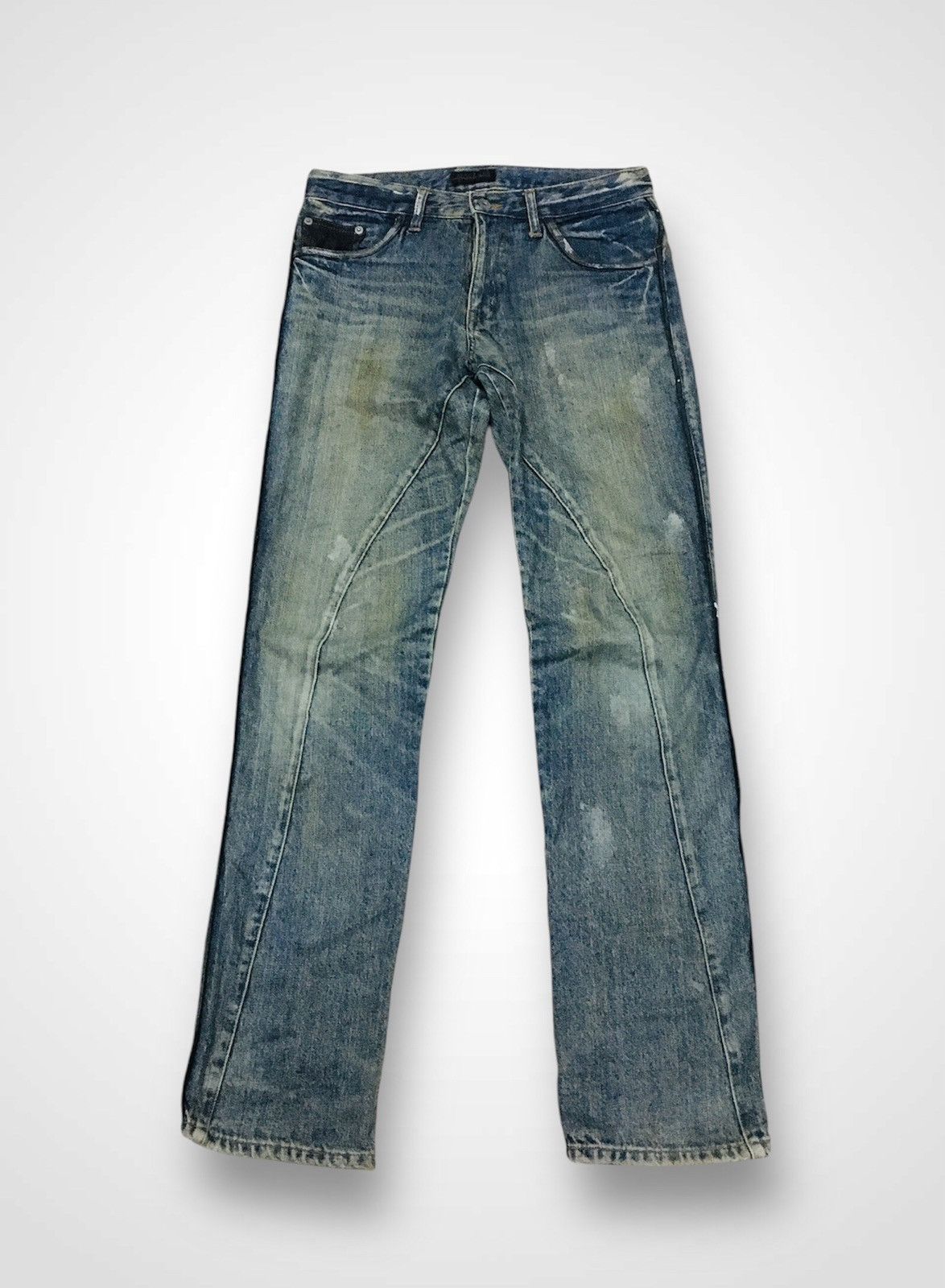Morgan Homme Morgan Homme Distressed Spiral Cut Jeans (Y01) Size US 32 / EU 48 - 1 Thumbnail