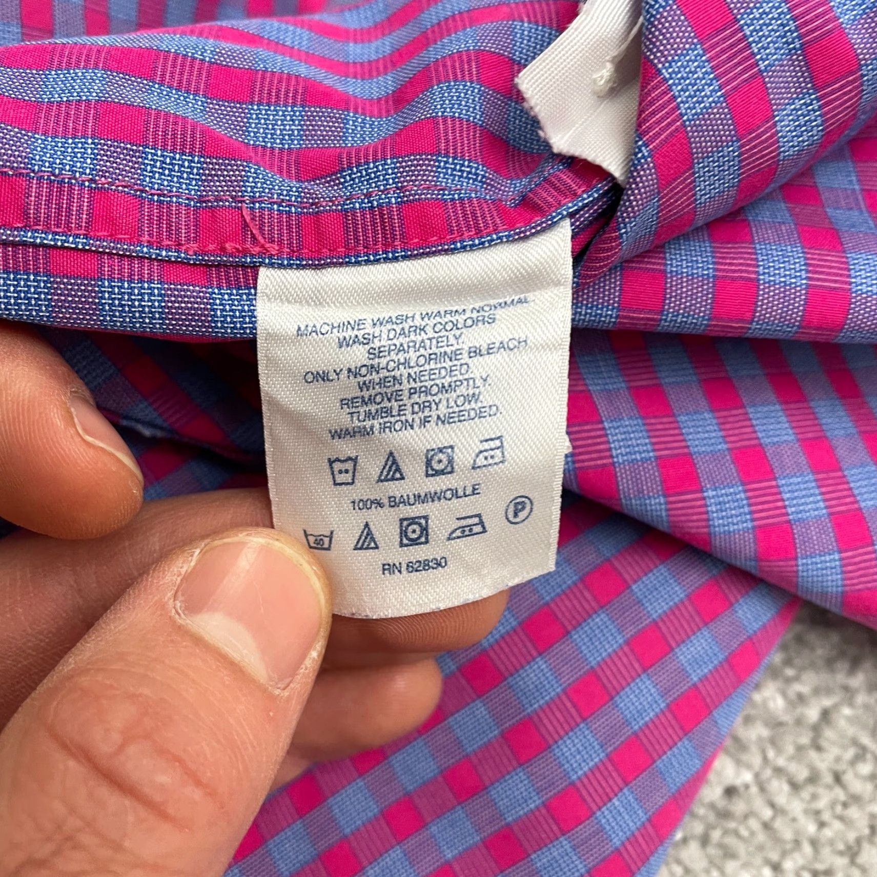 Lands' End Lands' End Dress Shirt Mens M 15-15.5 Pink Blue Plaid 100% Cotton Workwear Size 40R - 7 Thumbnail