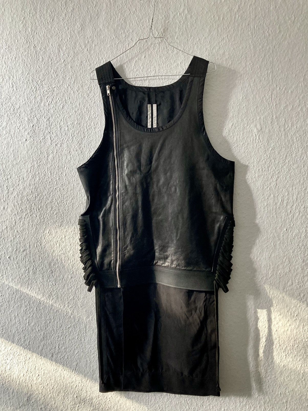 Pre-owned Rick Owens Ss14 Vicious Runway Long Leather Strap Vest