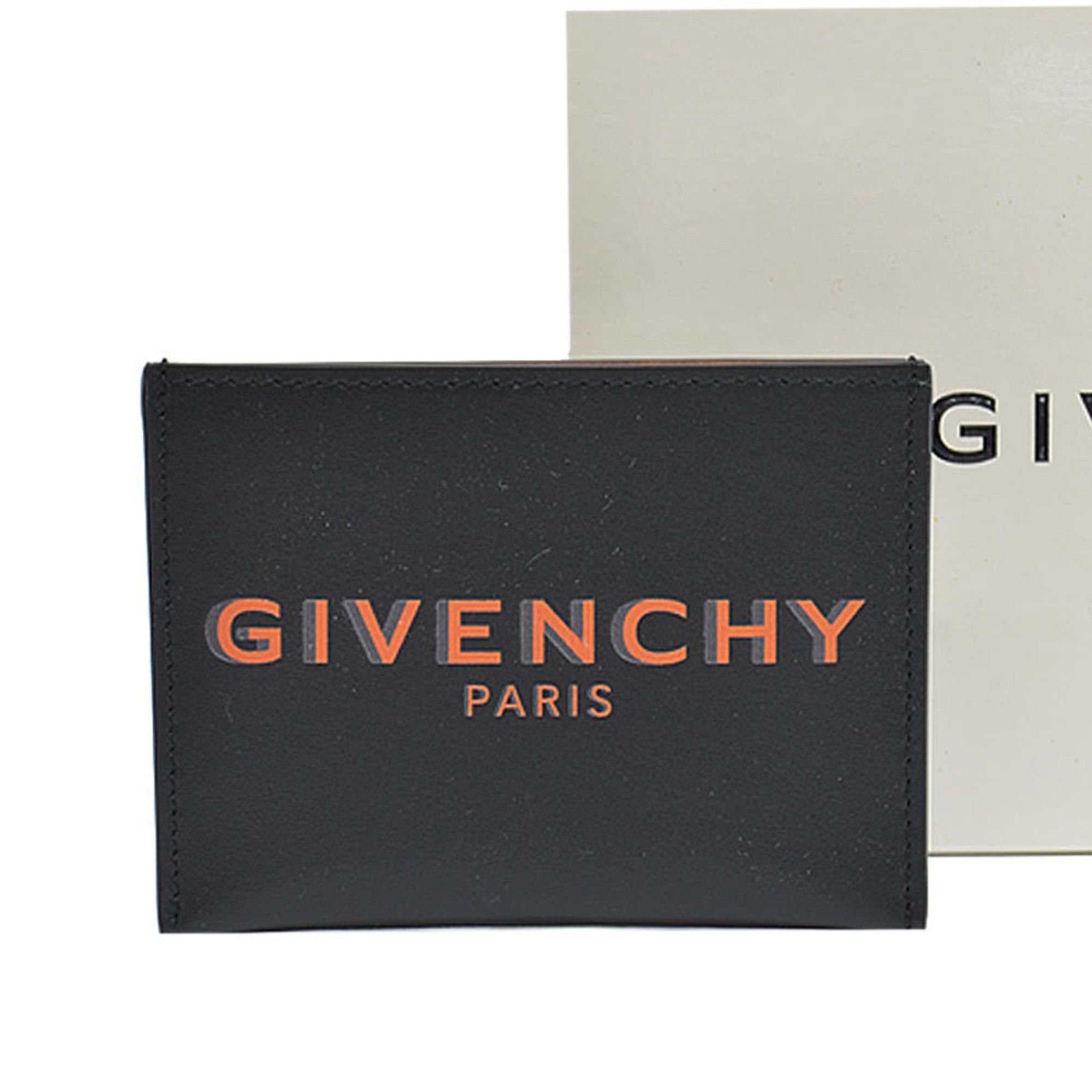 image of Givenchy Card Case Black X Orange Leather Pass Women's Men's