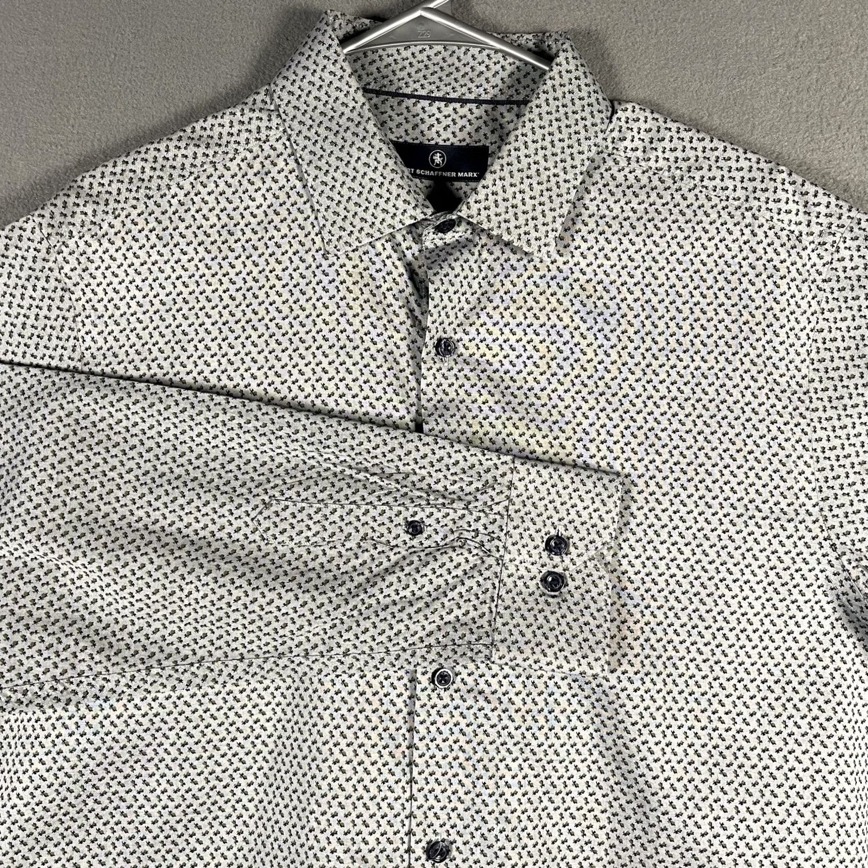 Hart Schaffner Marx Hart Schaffner Marx Shirt Mens Large Gray Blue Pattern Button Down Long Sleeve Size US L / EU 52-54 / 3 - 4 Thumbnail